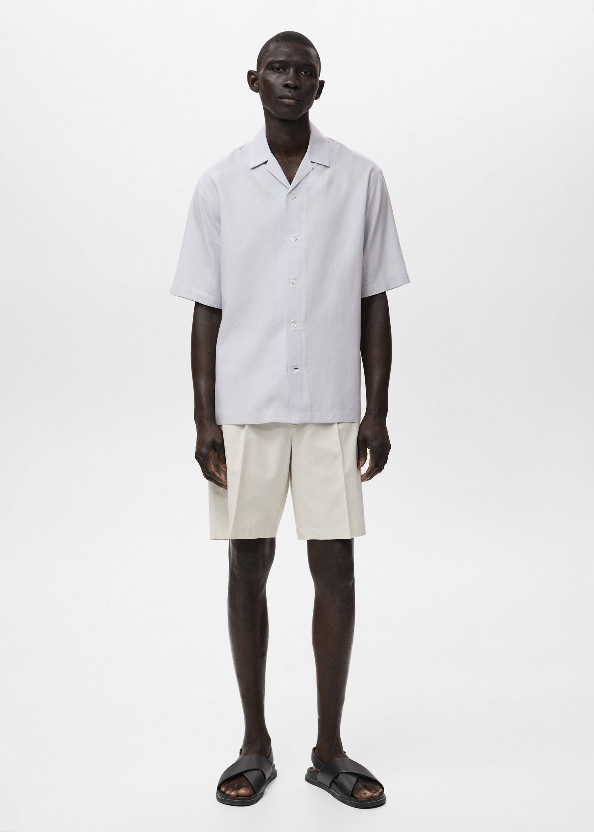 Bowling linen lyocell shirt - General plane, Sky Blue. Ref: 17021230-00.