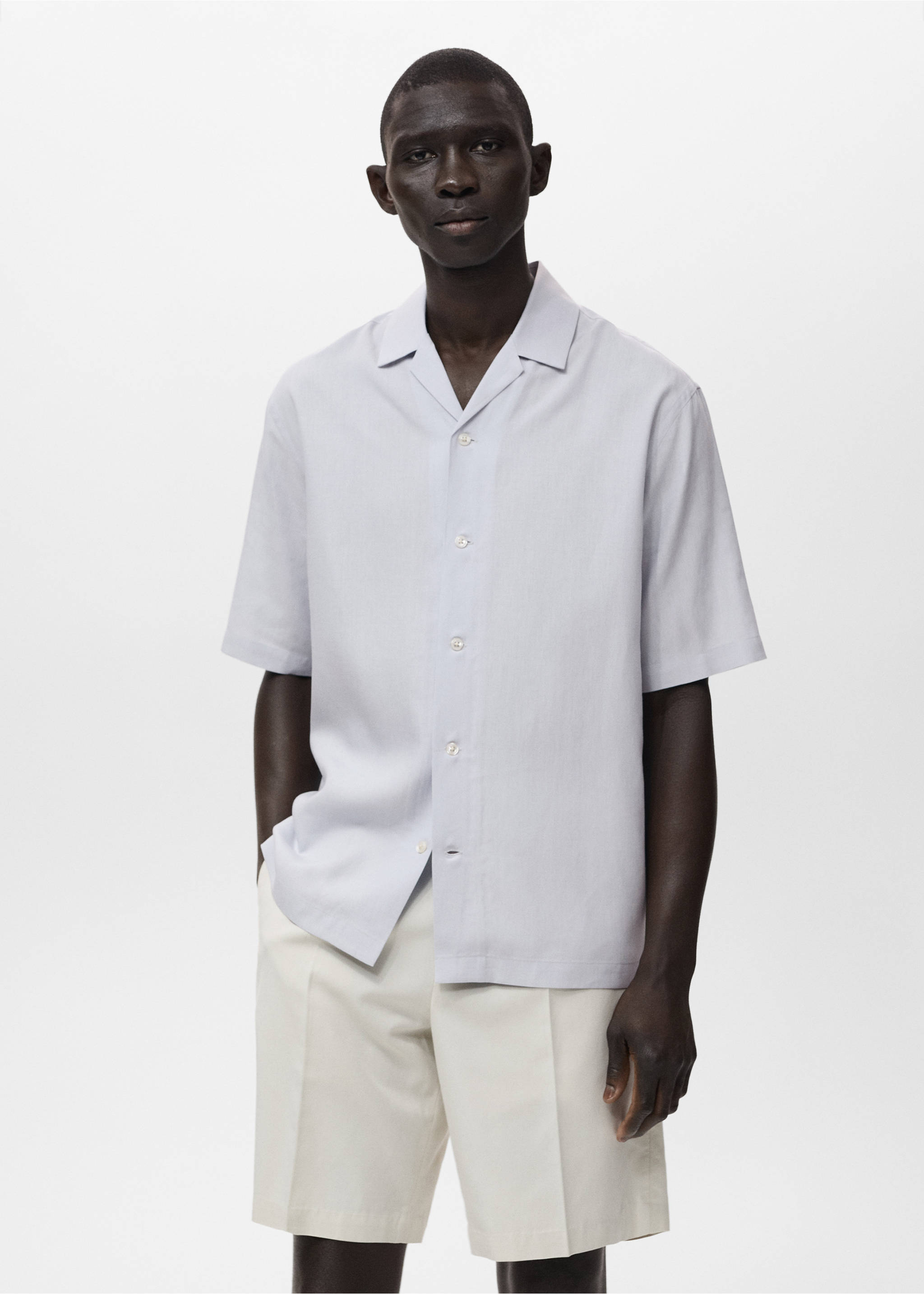 Bowling linen lyocell shirt - Medium plane, Sky Blue. Ref: 17021230-00.