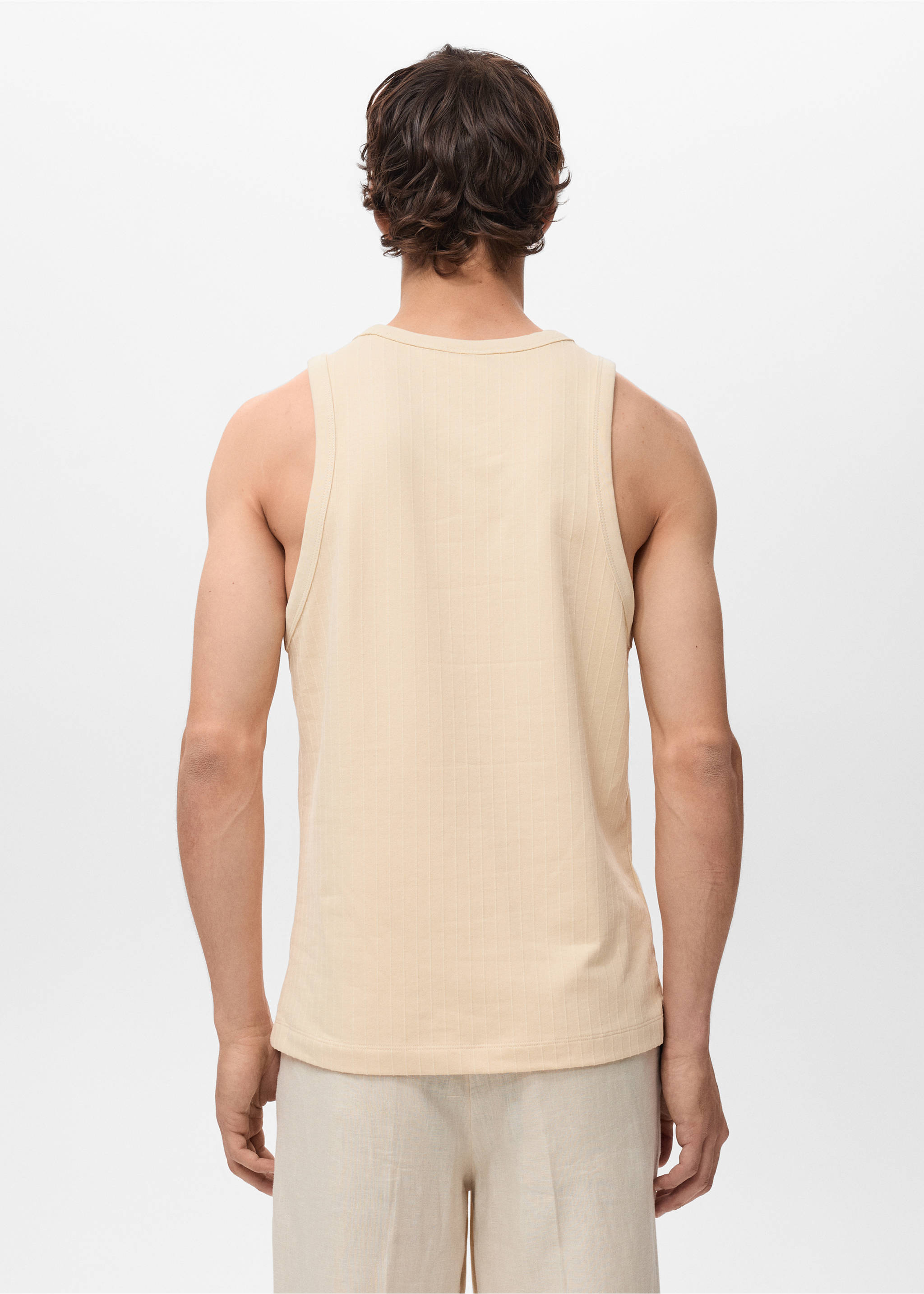 T-shirt bretelles à rayures - Verso de l’article, Beige. Ref: 17021232-00.