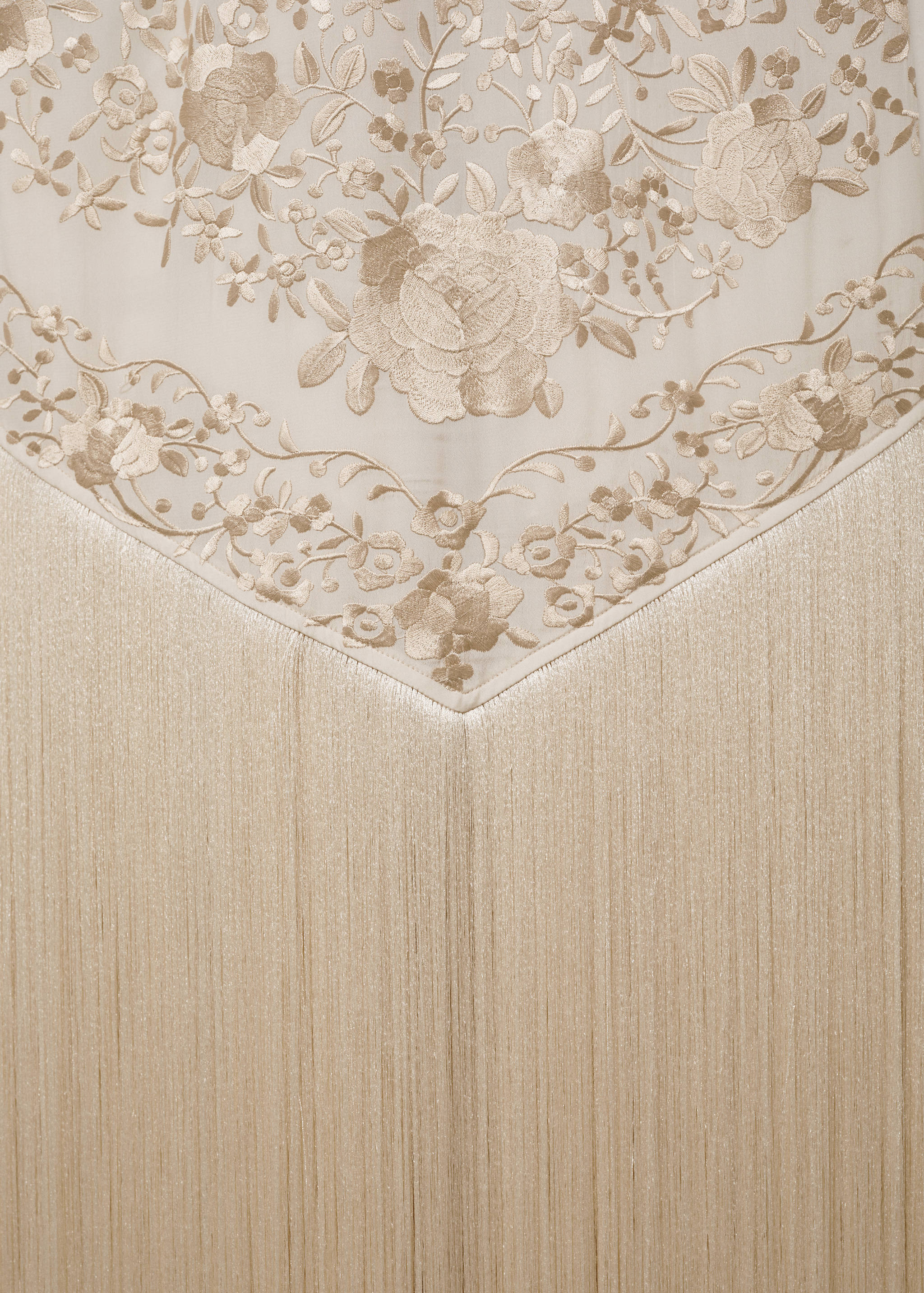 Floral-embroidered dress with fringe detail - Details of the article 0