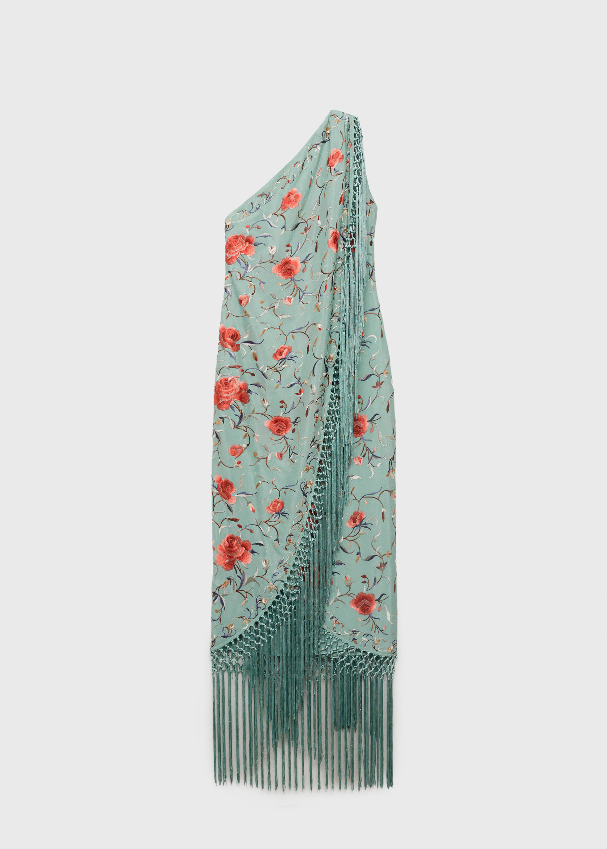 Asymmetrical dress with embroidered fringes - Article without model