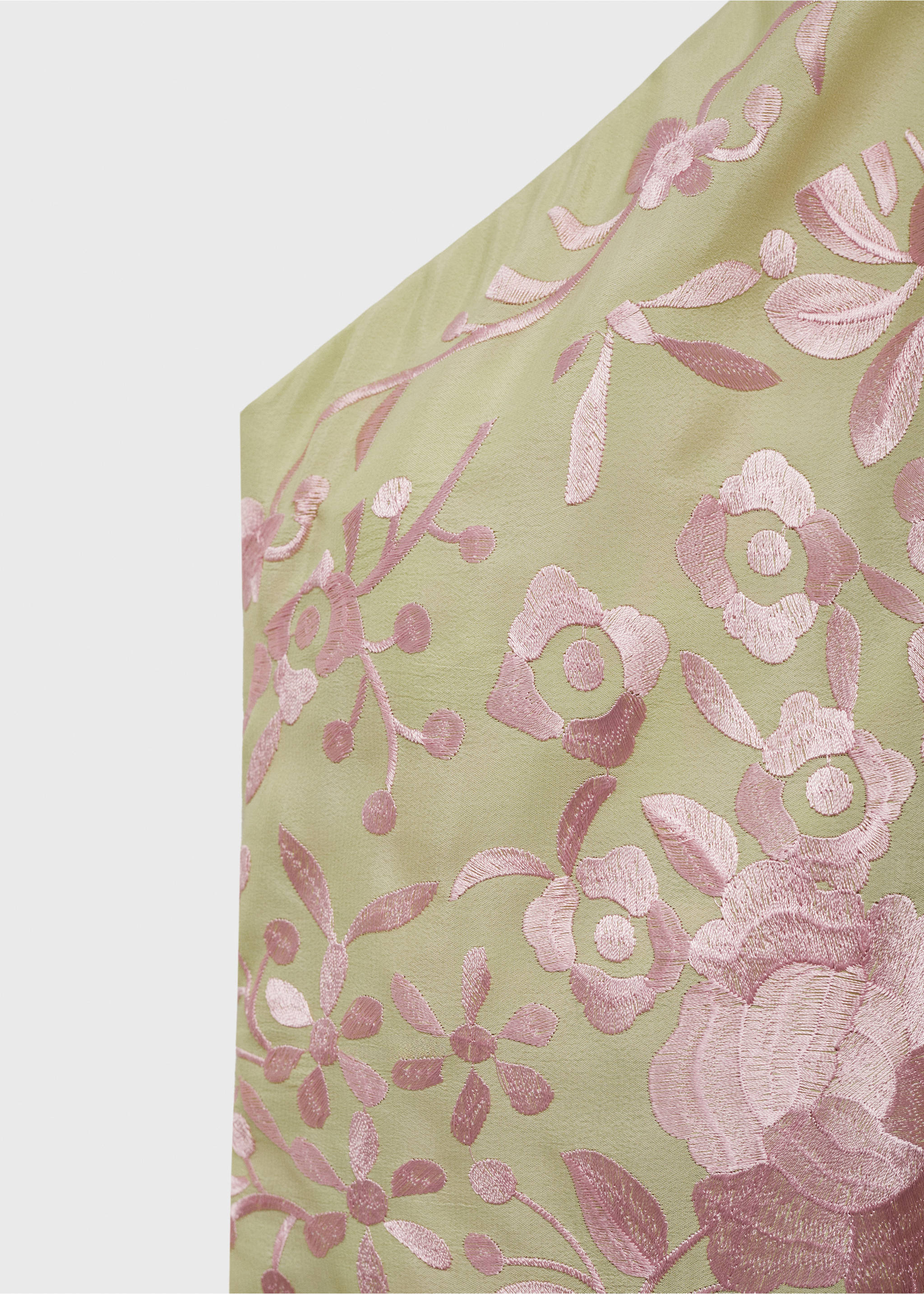 Robe asymétrique broderie à franges - Détail de l'article 8, Vert pastel. Ref: 17021235-00.