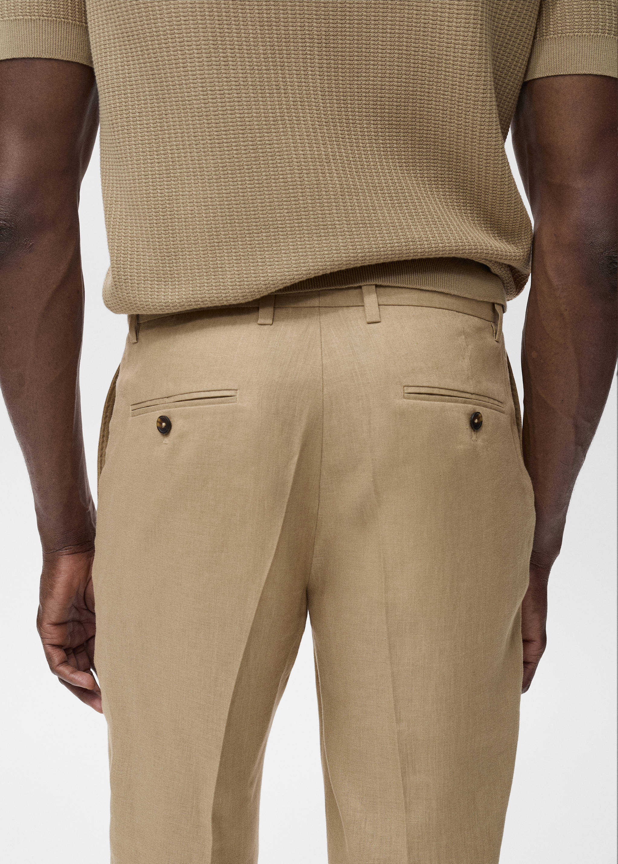 Slim-fit 100% linen trousers - Details of the article 3