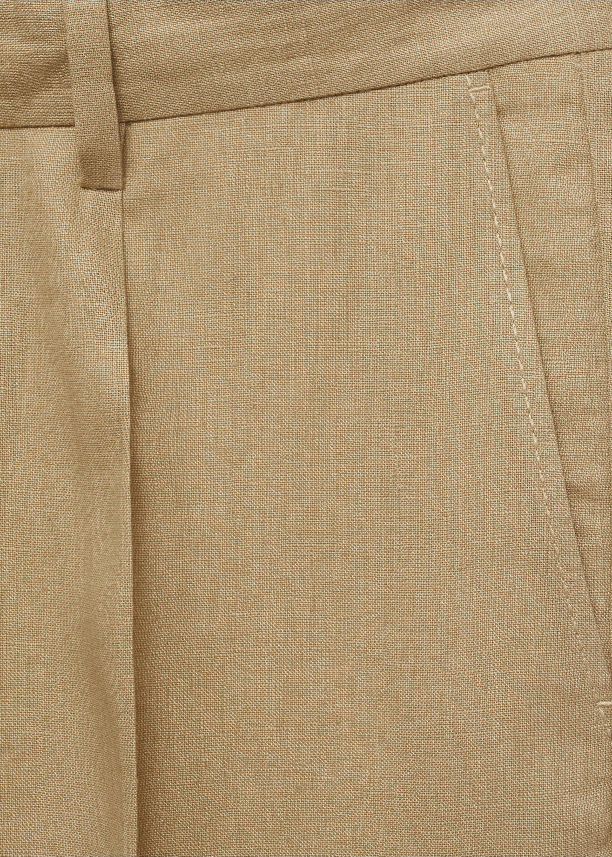 Slim-fit 100% linen trousers - Details of the article 0, Beige. Ref: 17021236-00.