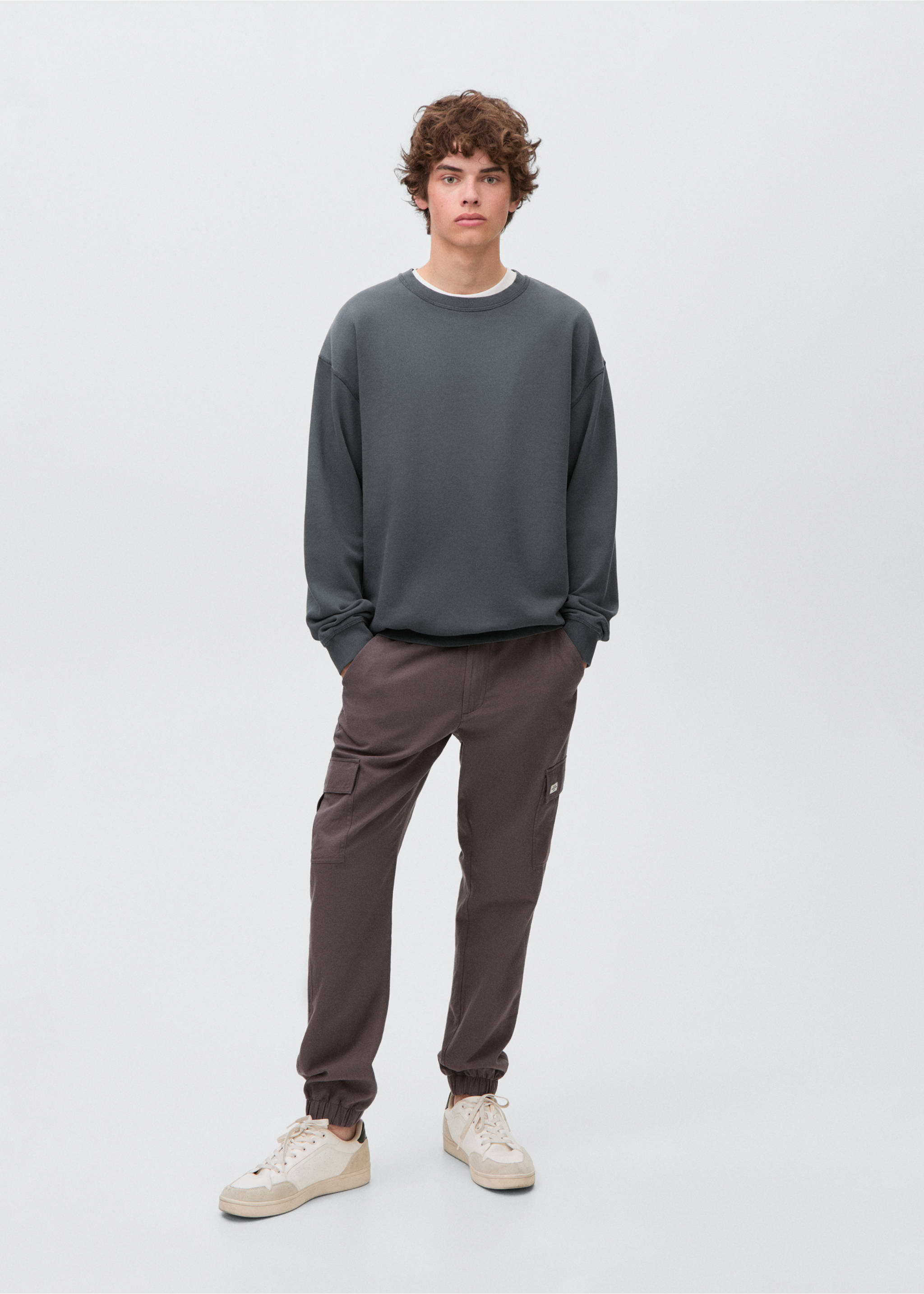 Basic-Baumwollsweatshirt - Allgemeine Ansicht, Anthrazit. Ref: 17021239-00.