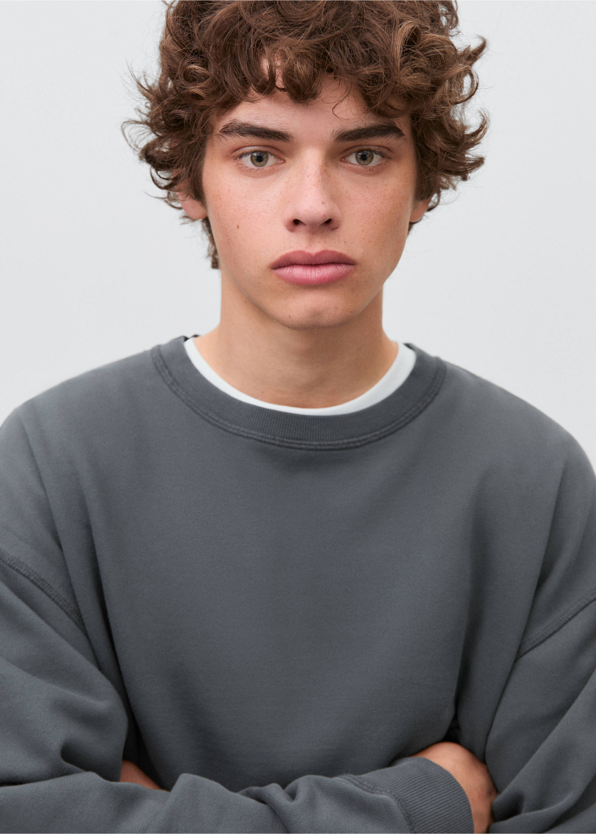 Basic-Baumwollsweatshirt - Detail des Artikels 1, Anthrazit. Ref: 17021239-00.
