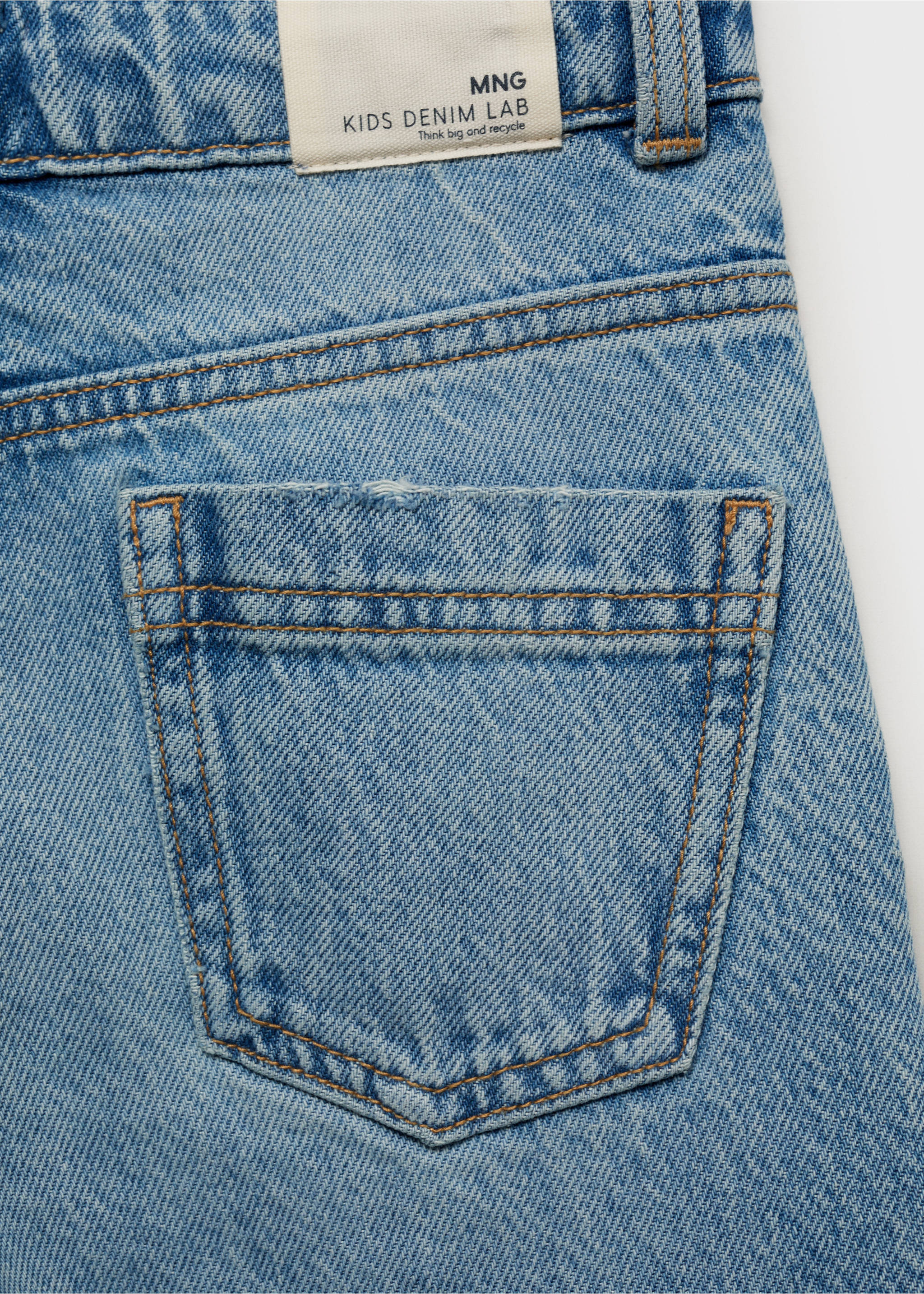 Wideleg low frayed hem jeans - Details of the article 0, Medium Blue. Ref: 17021247-00.
