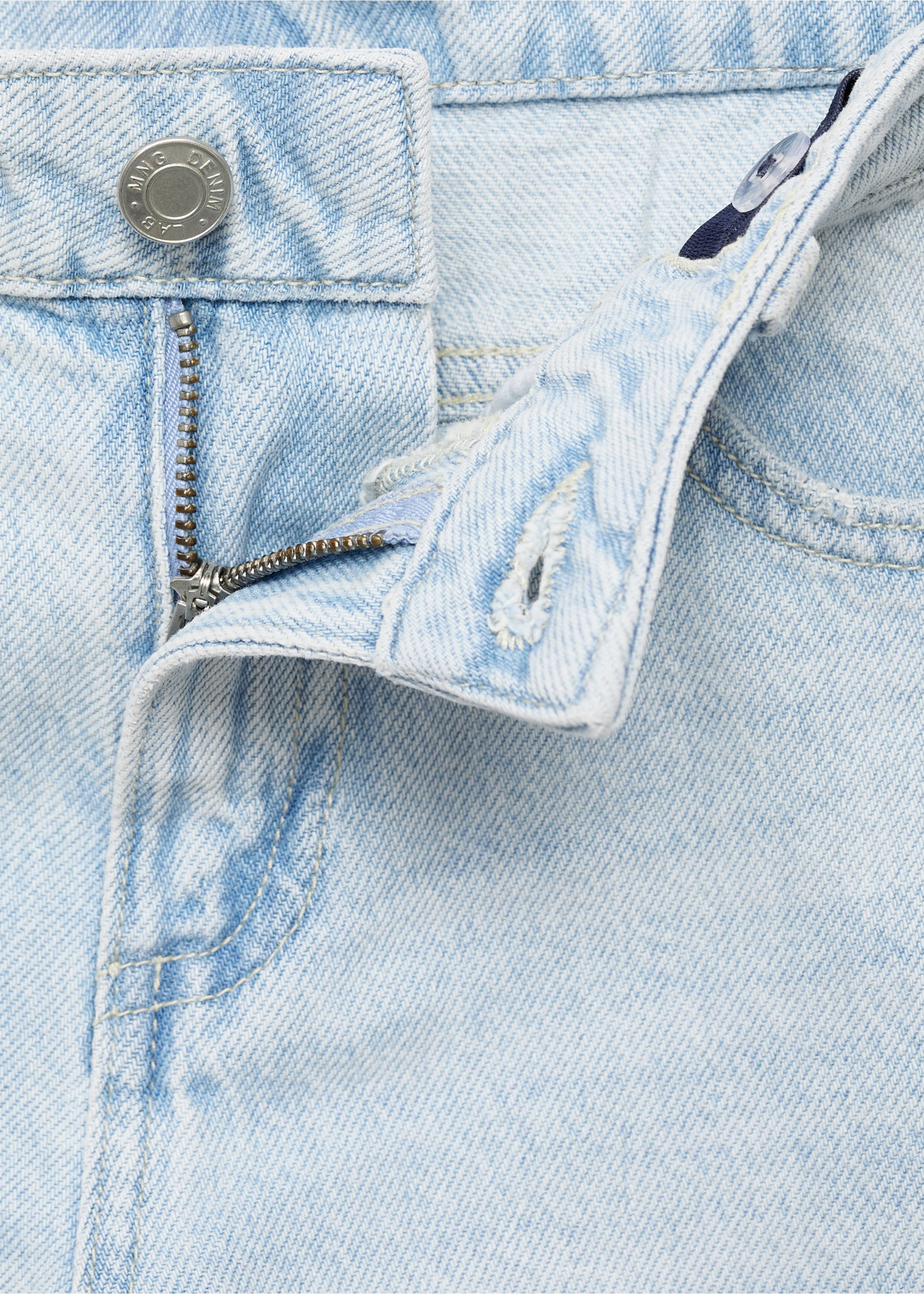 Calças de ganga wideleg de base com dobra - Pormenor do artigo 8, Azul-claro. Ref: 17021248-00.