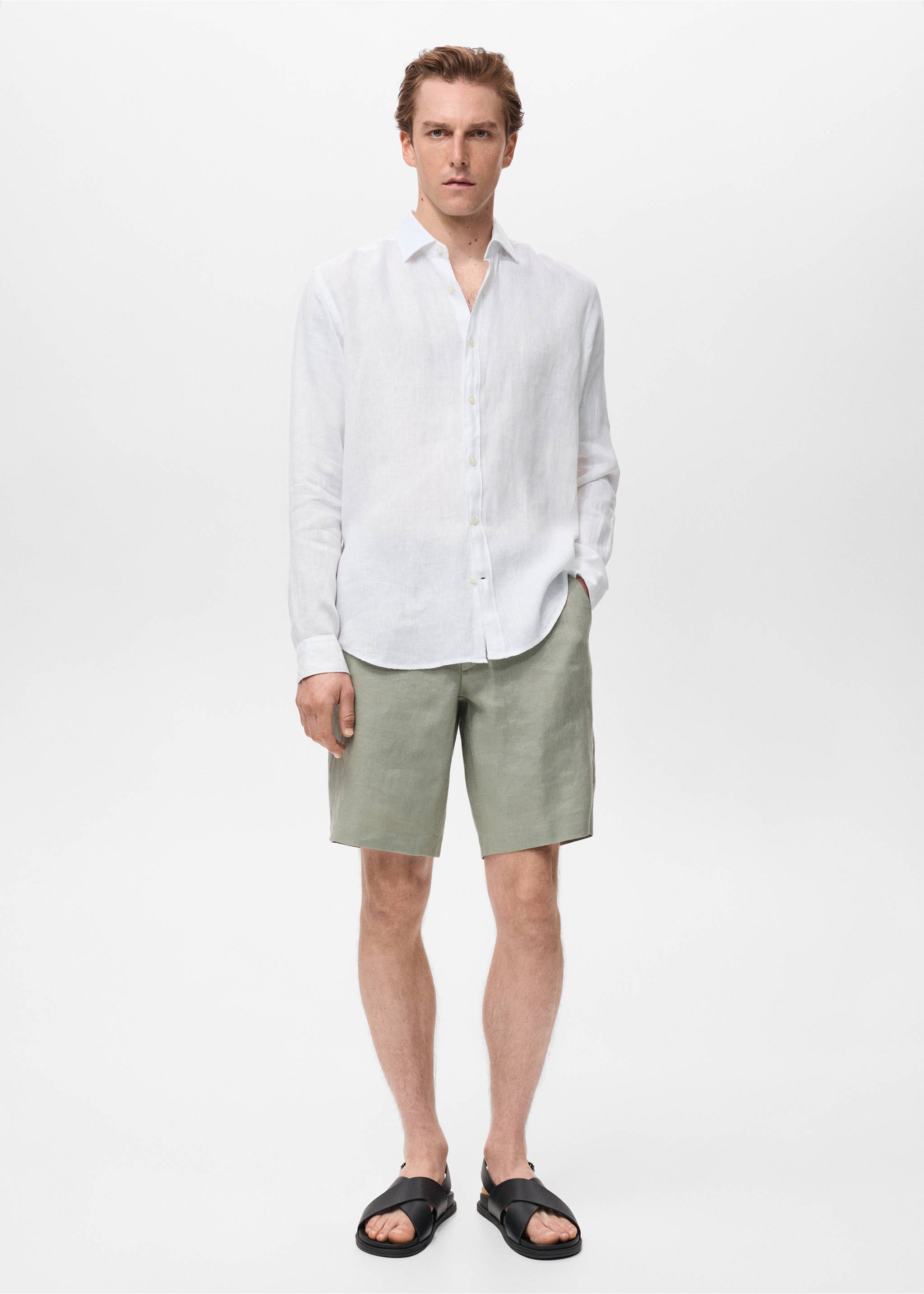 100% linen regular-fit shirt - General plane, White. Ref: 17021250-00.