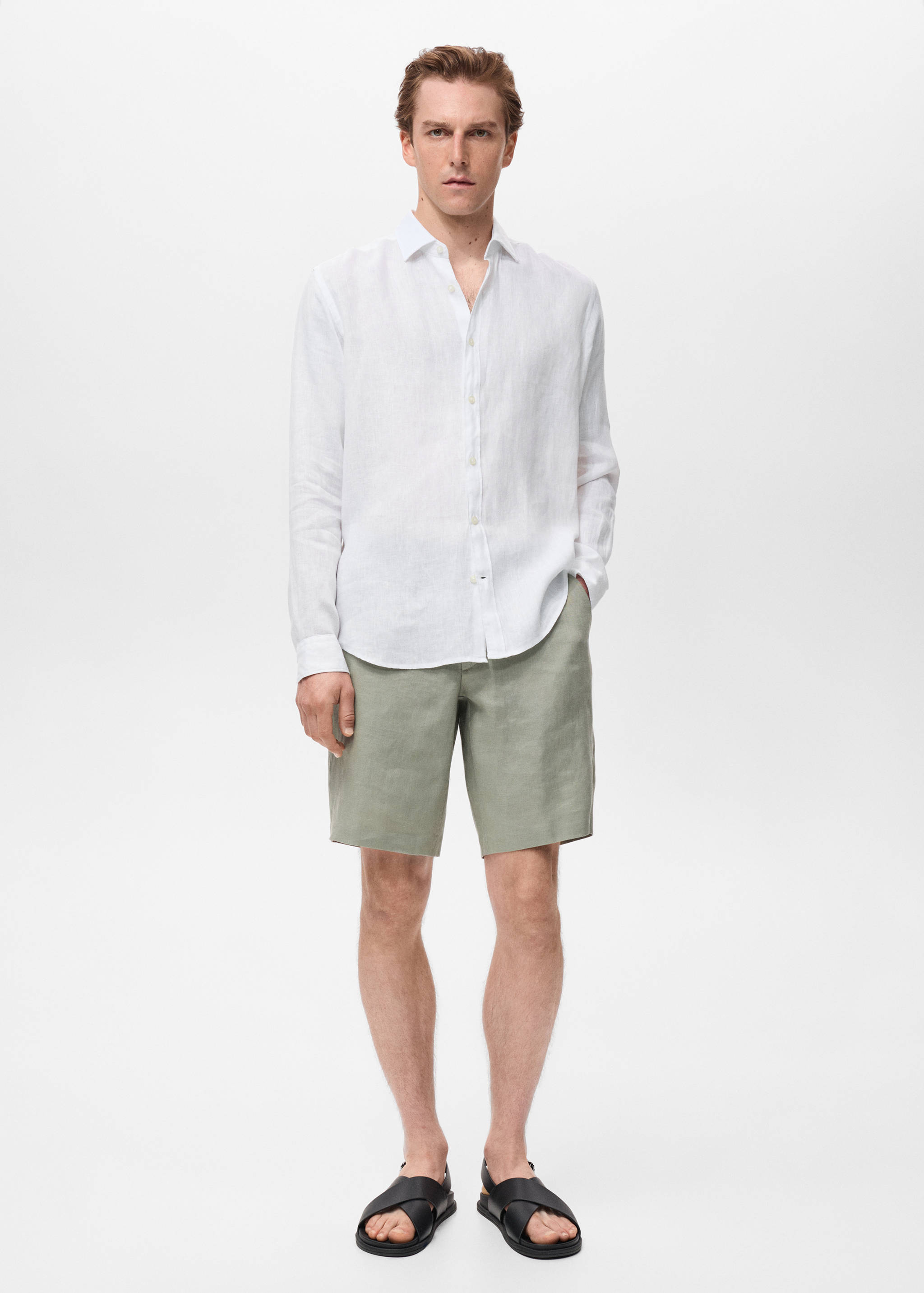 100% linen regular-fit shirt - General plane