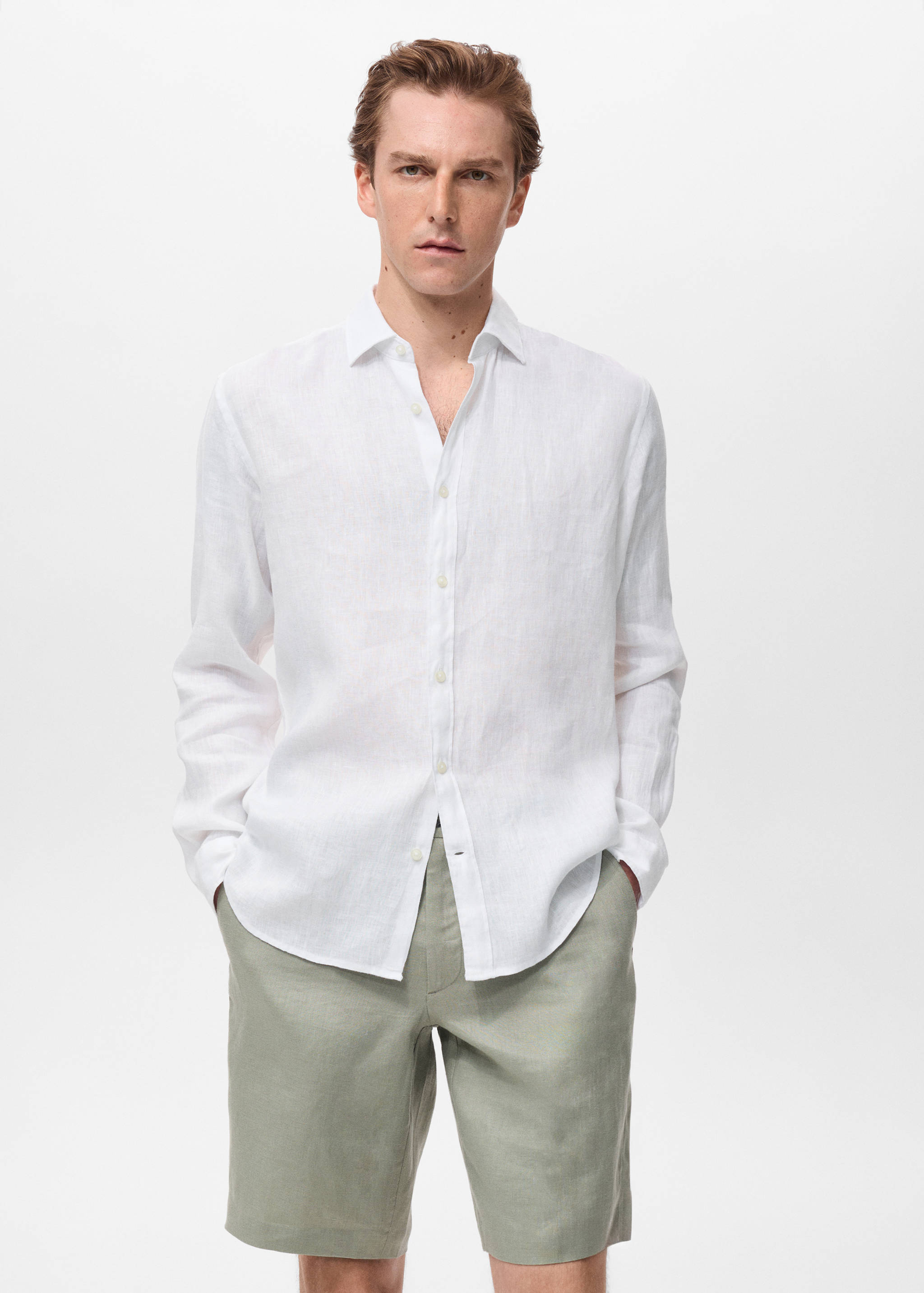 100% linen regular-fit shirt - Medium plane