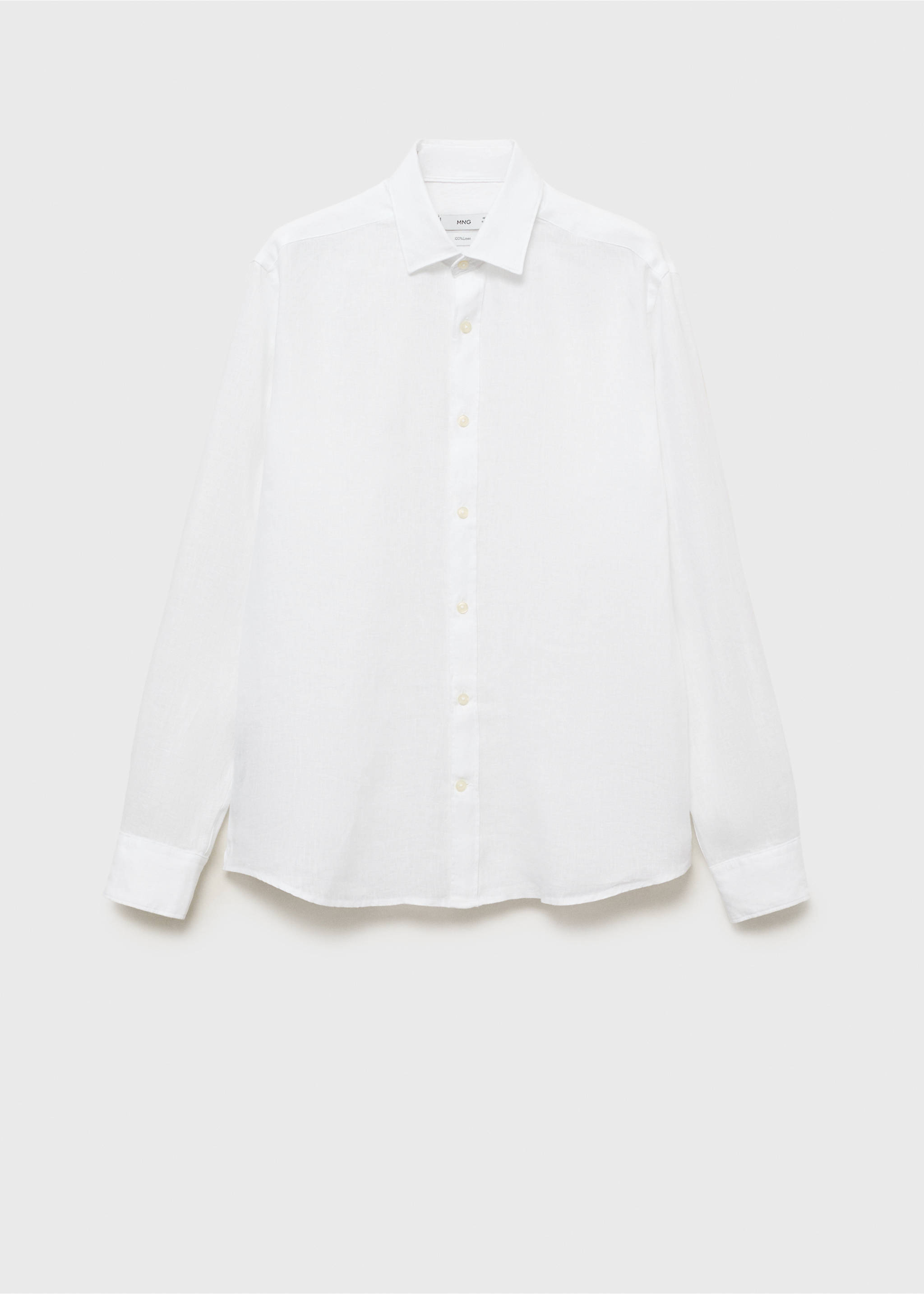 100% linen regular-fit shirt - Article without model, White. Ref: 17021250-00.