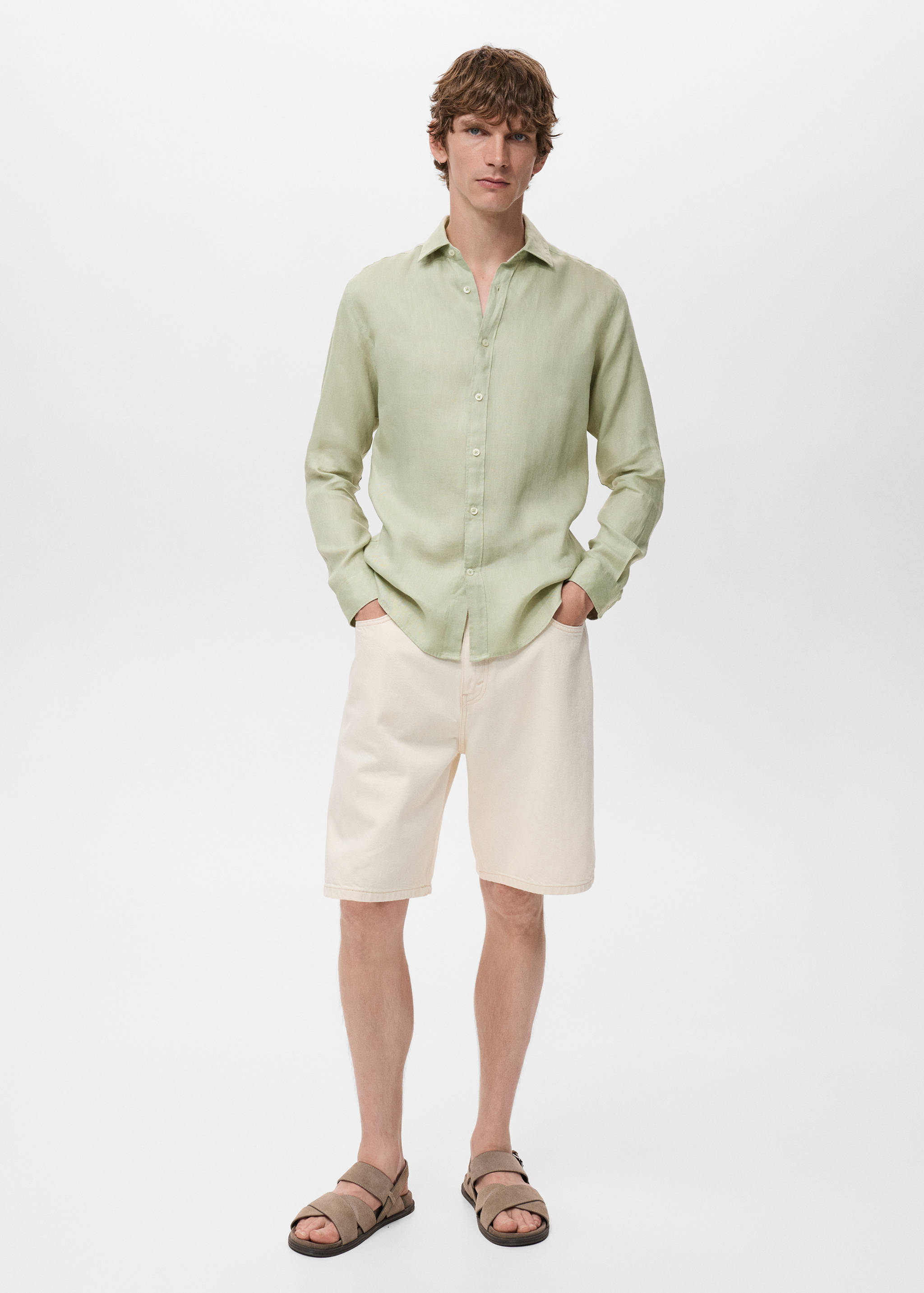 100% linen regular-fit shirt - General plane