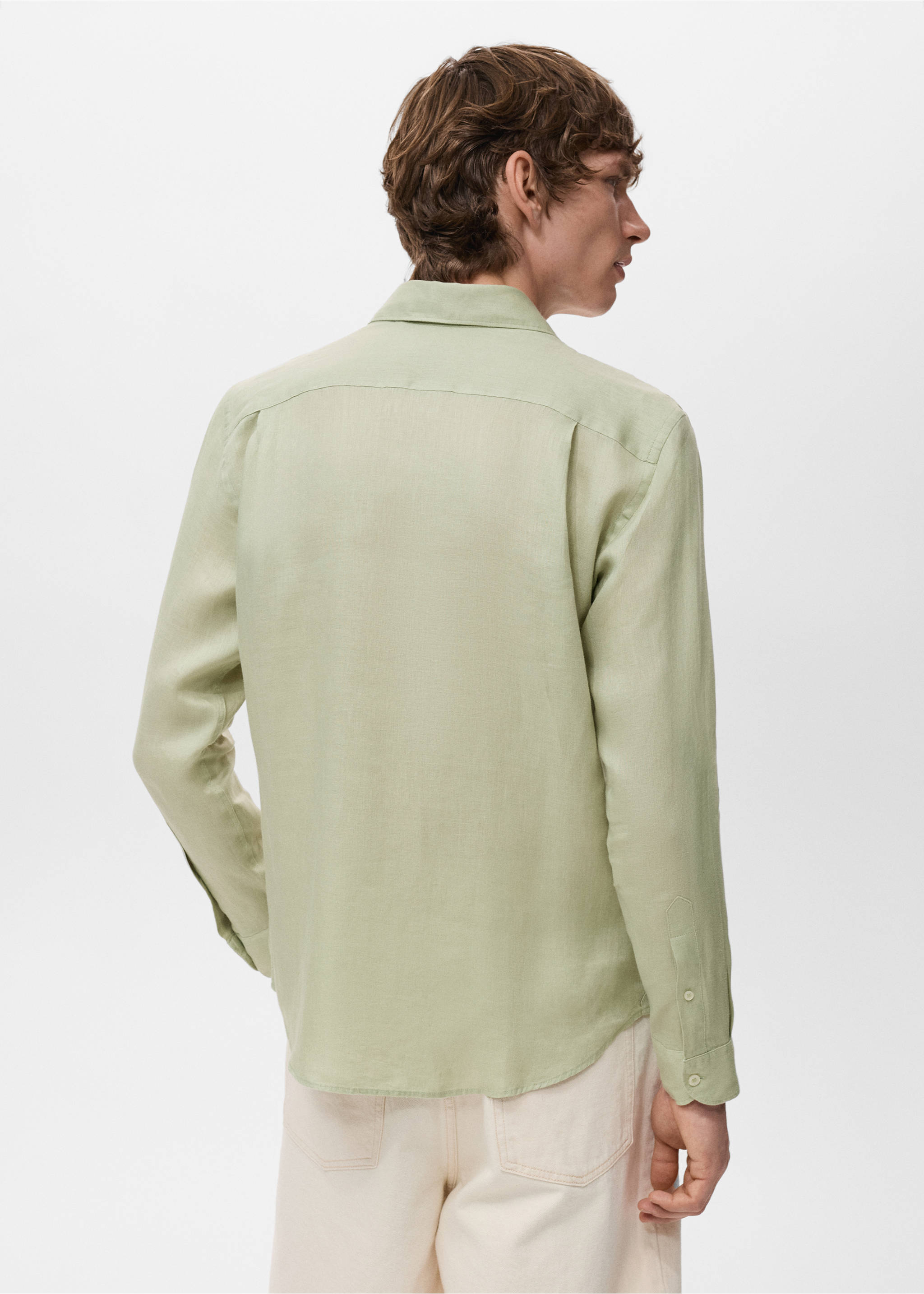Chemise 100 % lin regular-fit - Verso de l’article, Vert pastel. Ref: 17021250-00.
