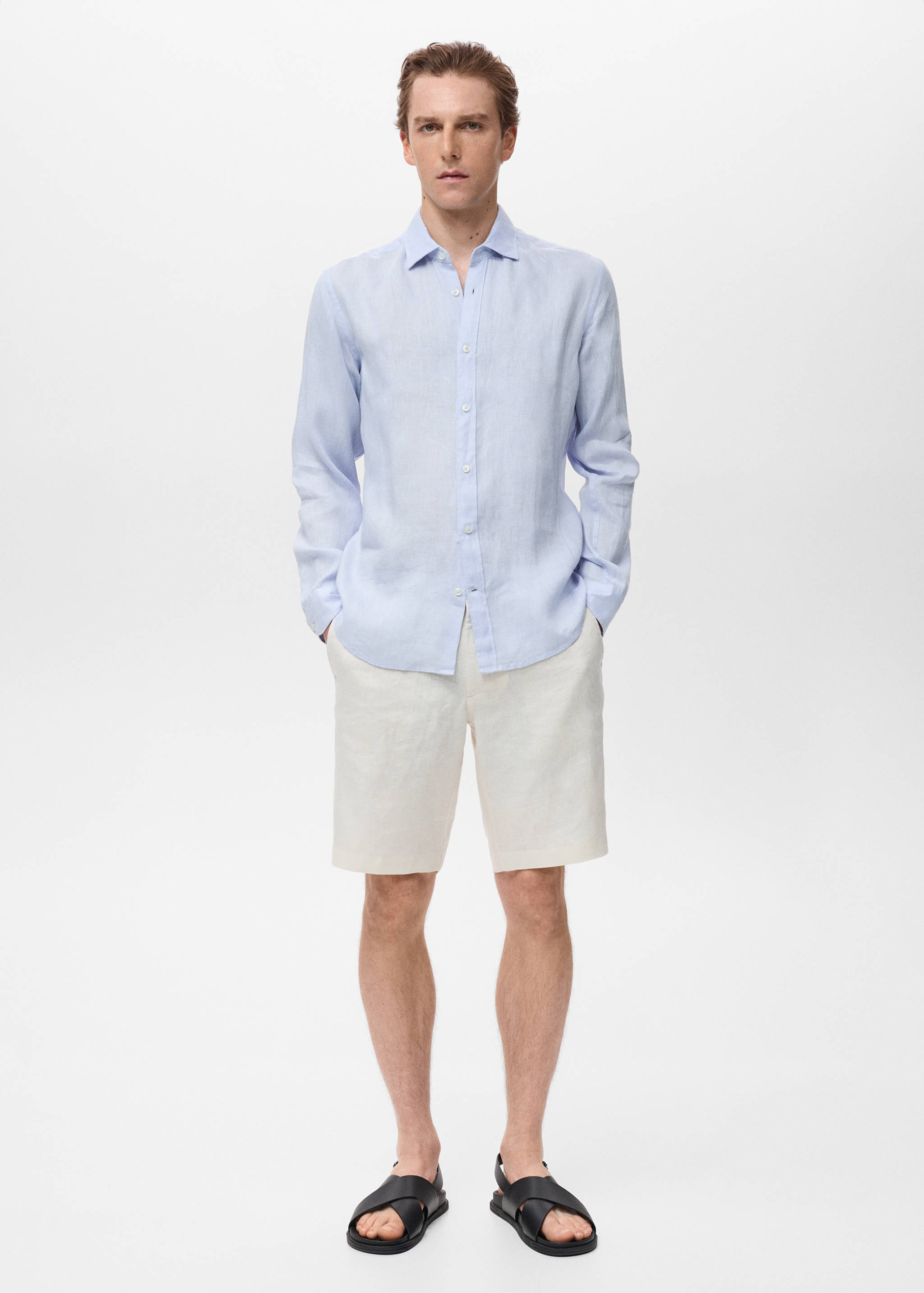 100% linen regular-fit shirt - General plane