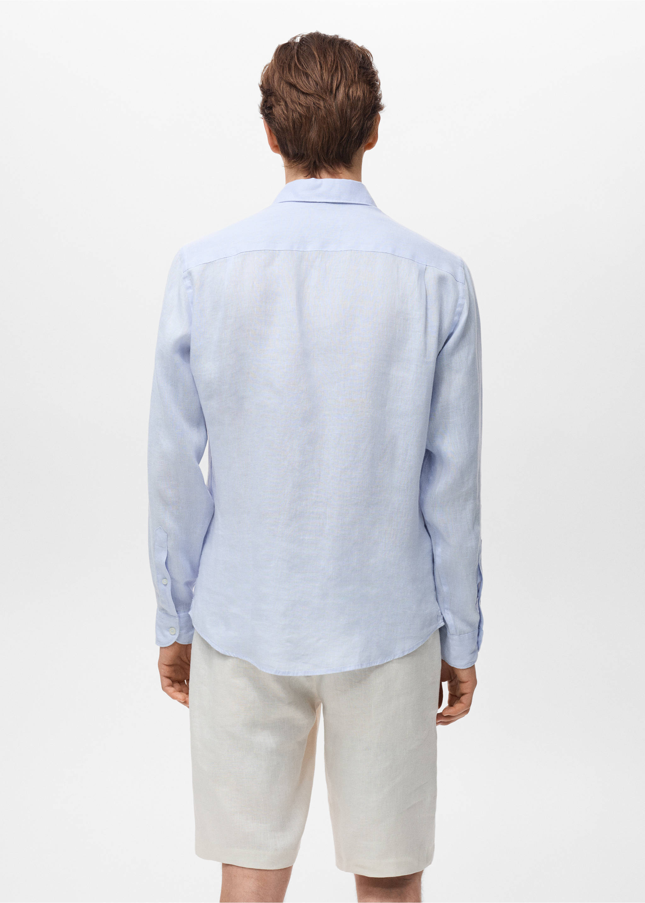 100% linen regular-fit shirt - Reverse of the article, Sky Blue. Ref: 17021250-00.