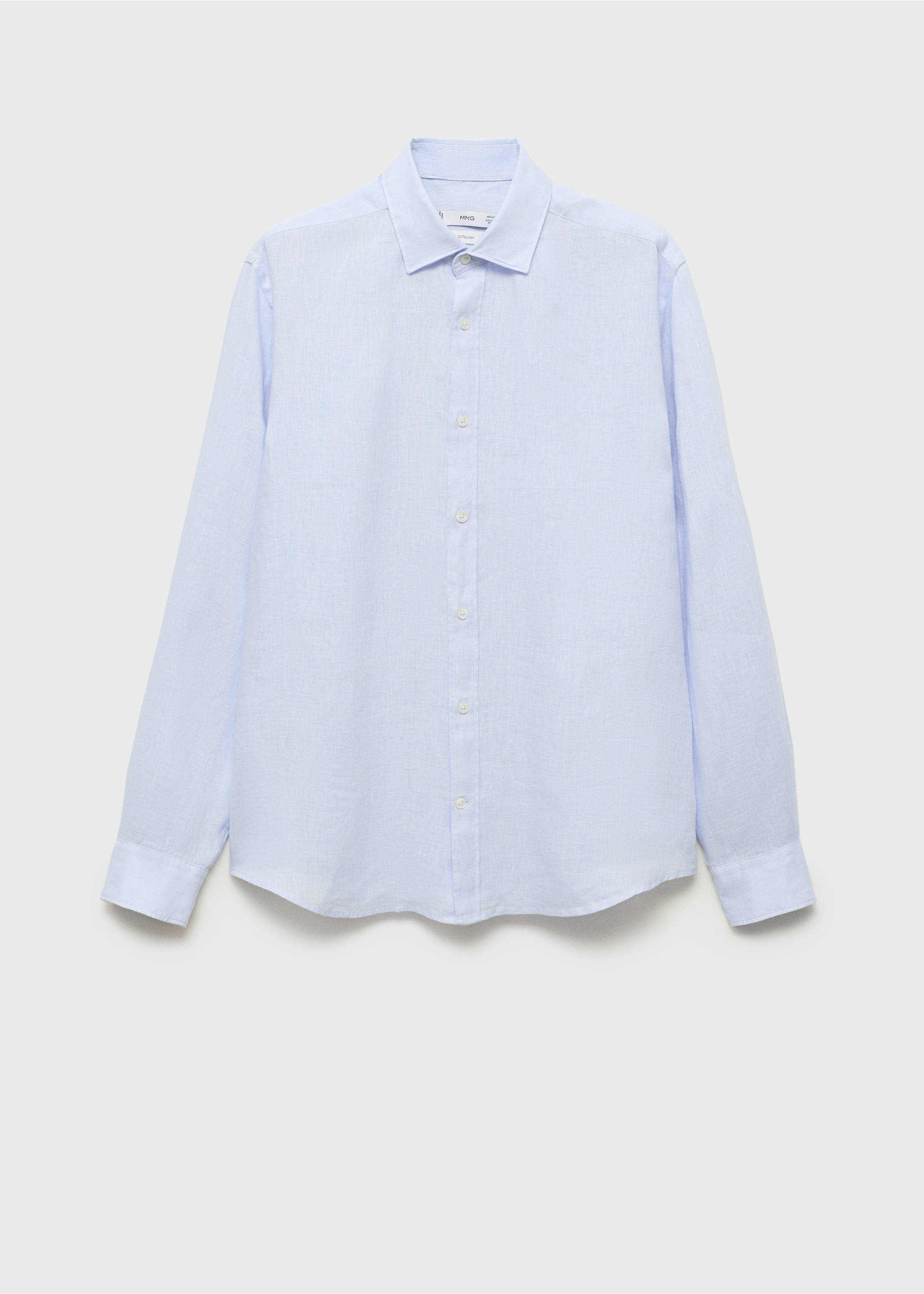 100% linen regular-fit shirt - Article without model, Sky Blue. Ref: 17021250-00.