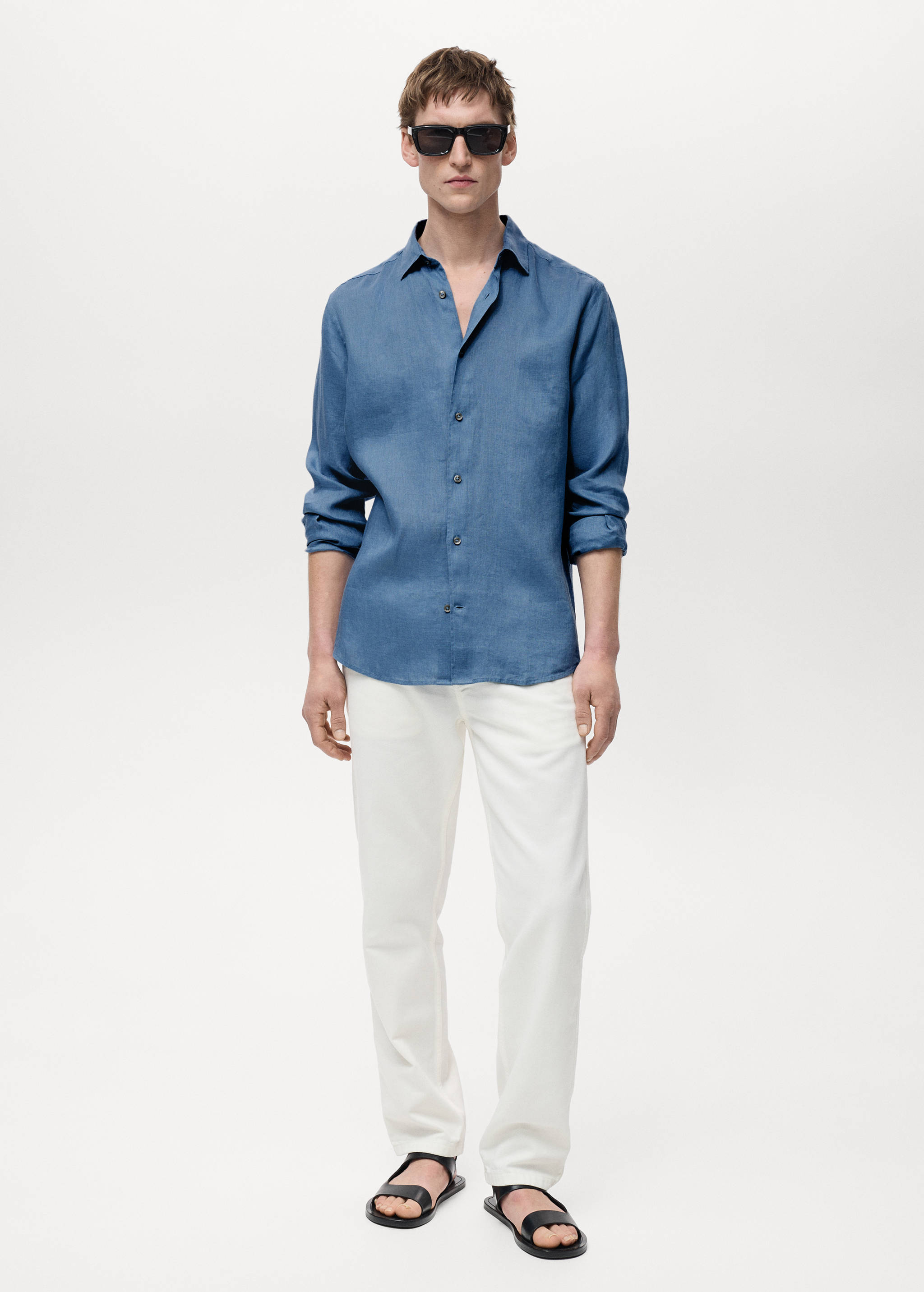 100% linen regular-fit shirt - General plane