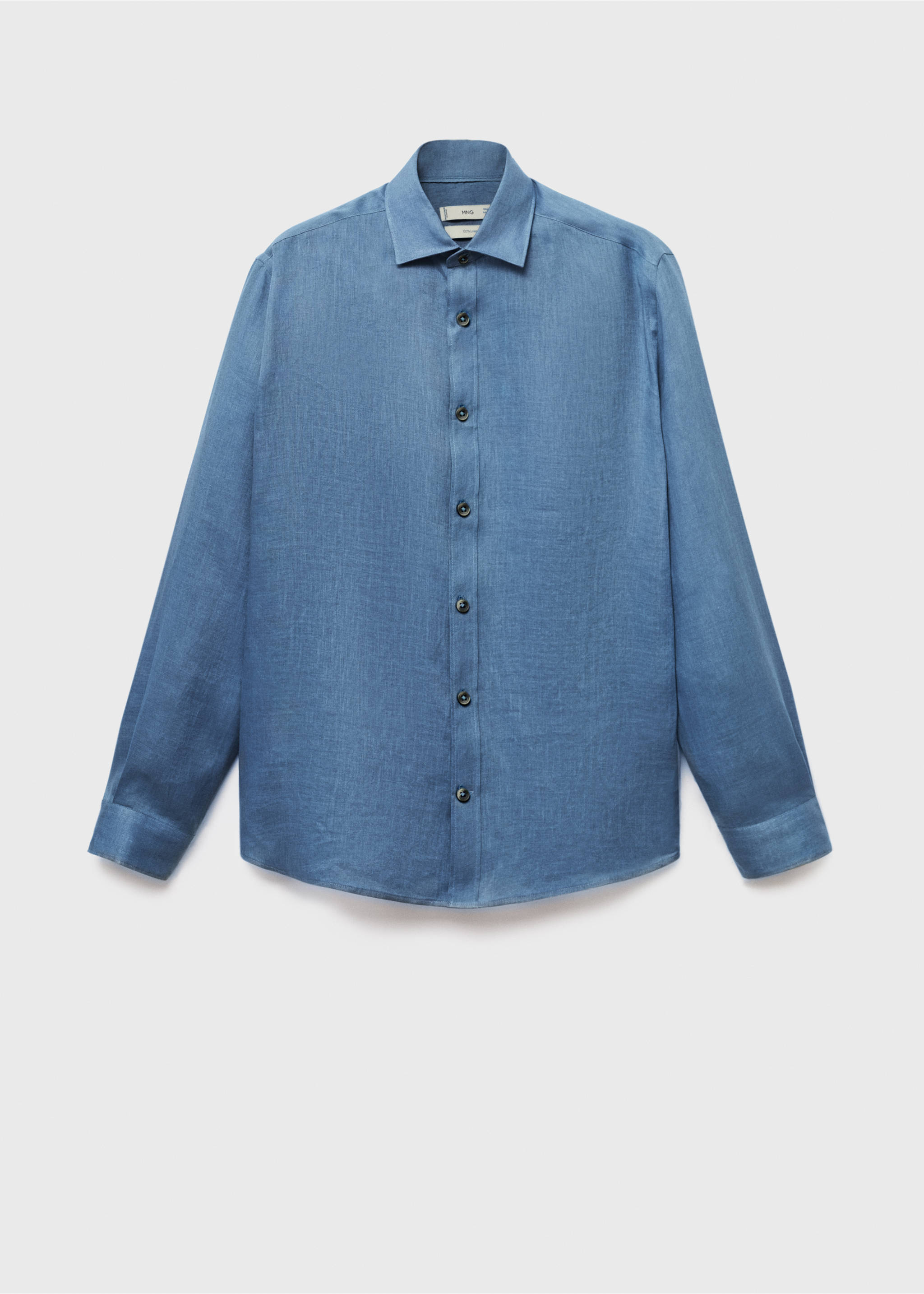 100% linen regular-fit shirt - Article without model, China Blue. Ref: 17021250-00.