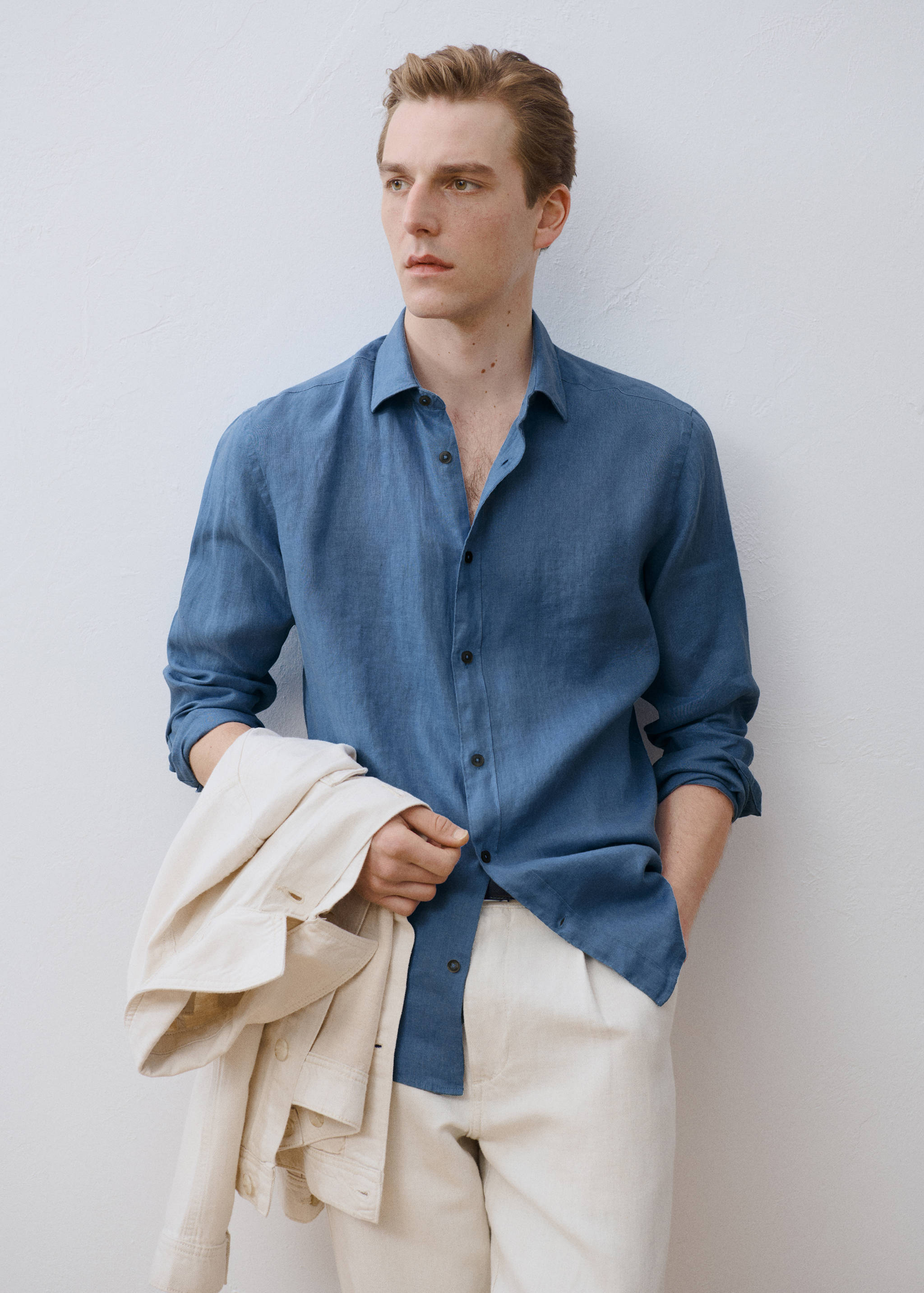 100% linen regular-fit shirt - Details of the article 5