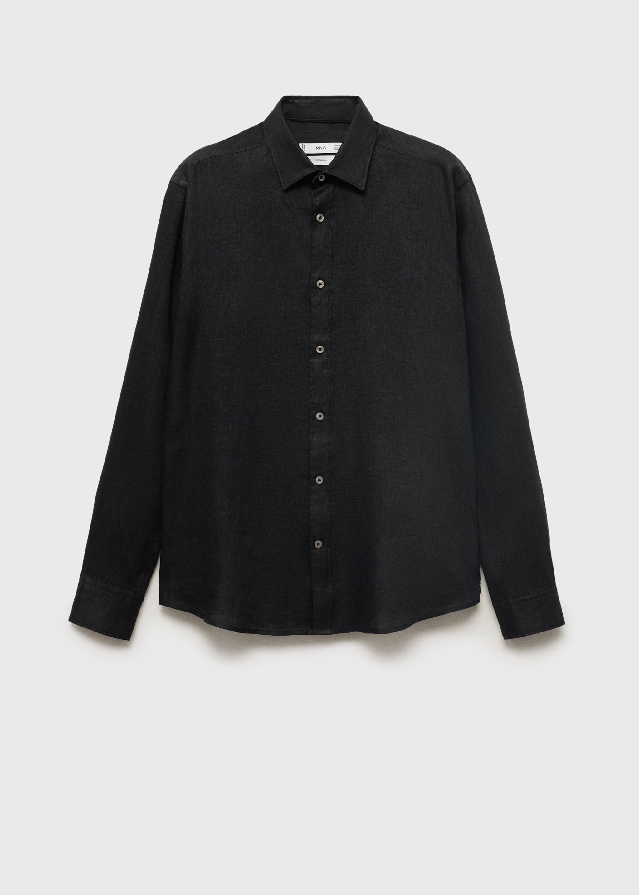 100% linen regular-fit shirt - Article without model, Black. Ref: 17021250-00.