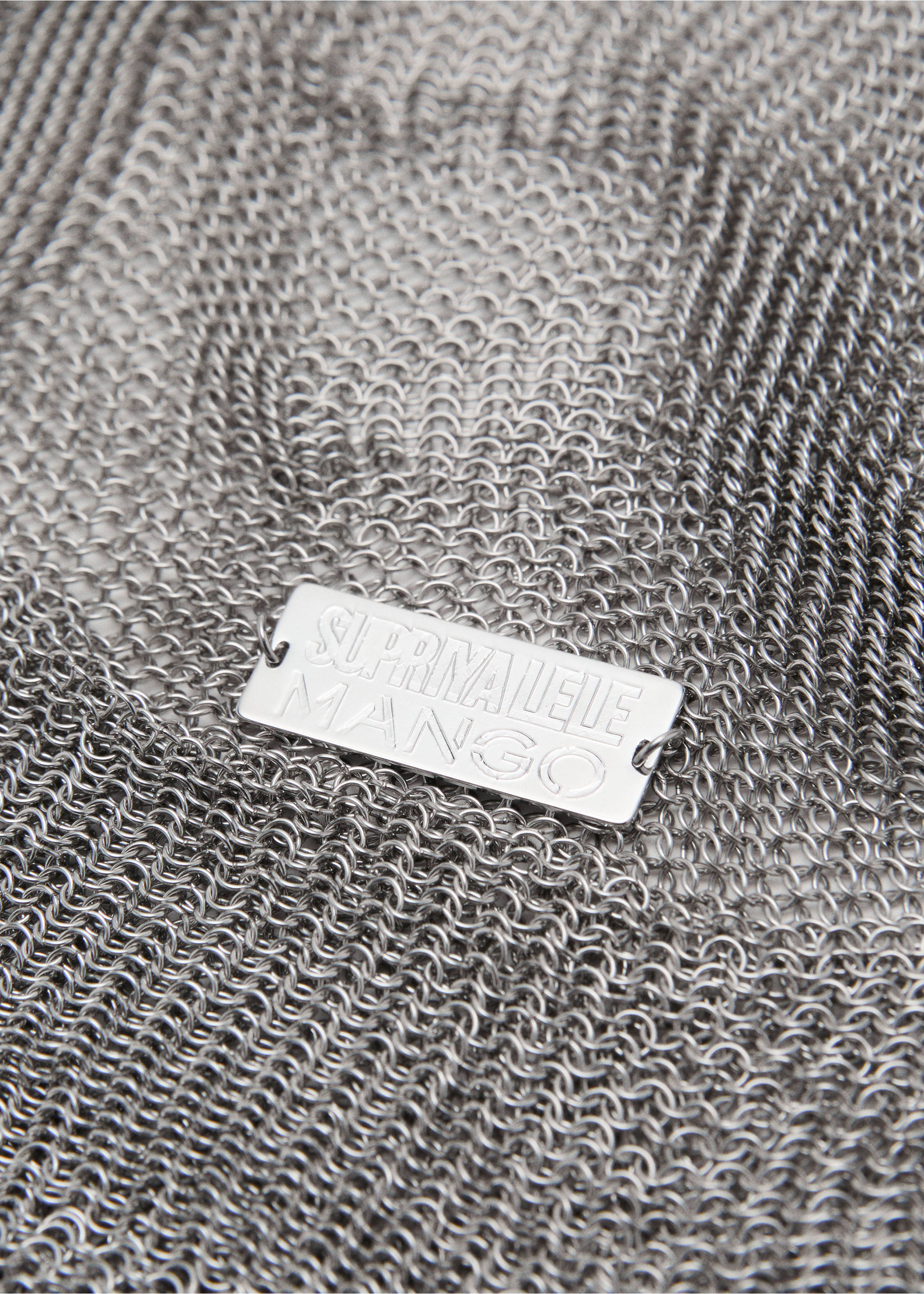 Metal mesh shoulder bag - Details of the article 2, Silver. Ref: 17021257-00.
