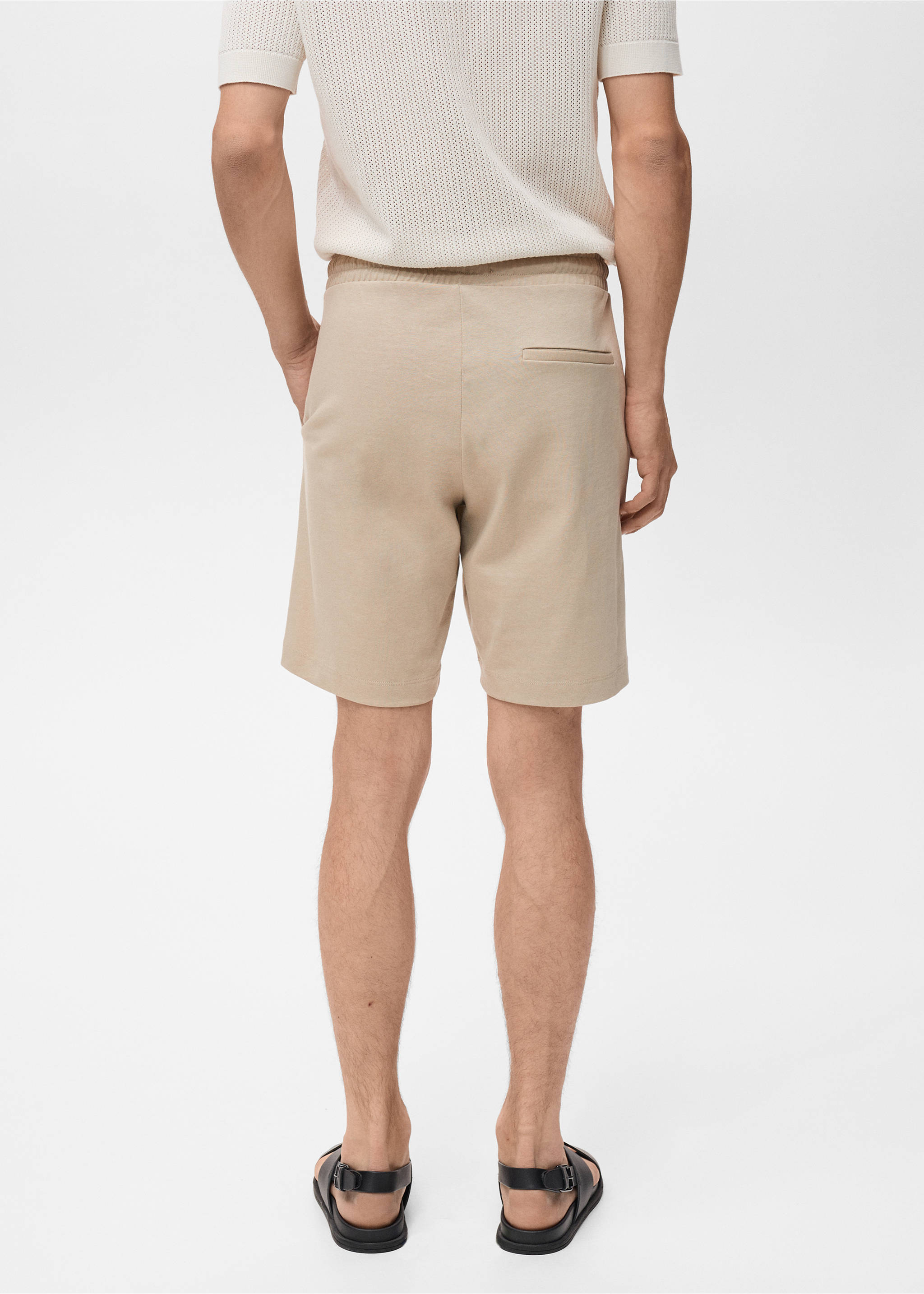 100% cotton bermuda shorts with drawstring - Reverse of the article, Ecru. Ref: 17021261-00.