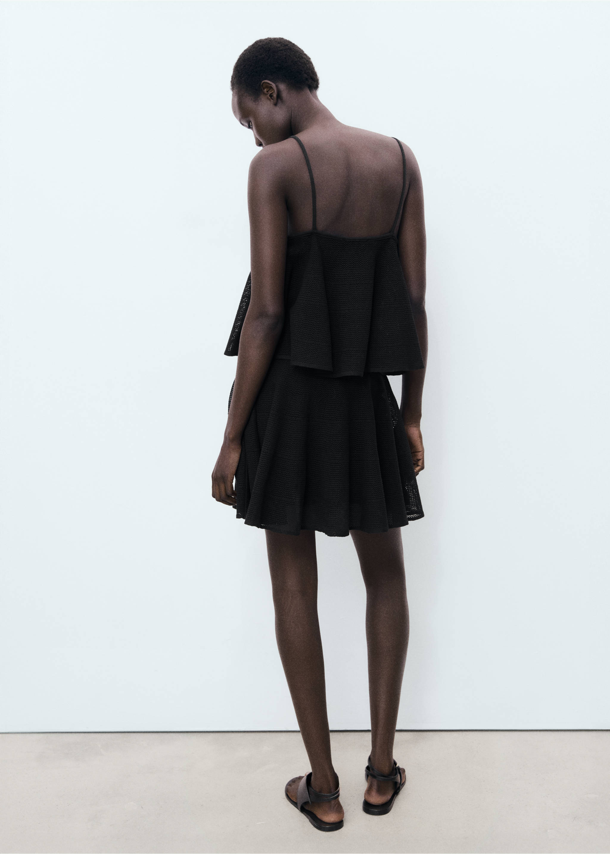 Ruffle knit dress - Reverse of the article, Black. Ref: 17021263-00.