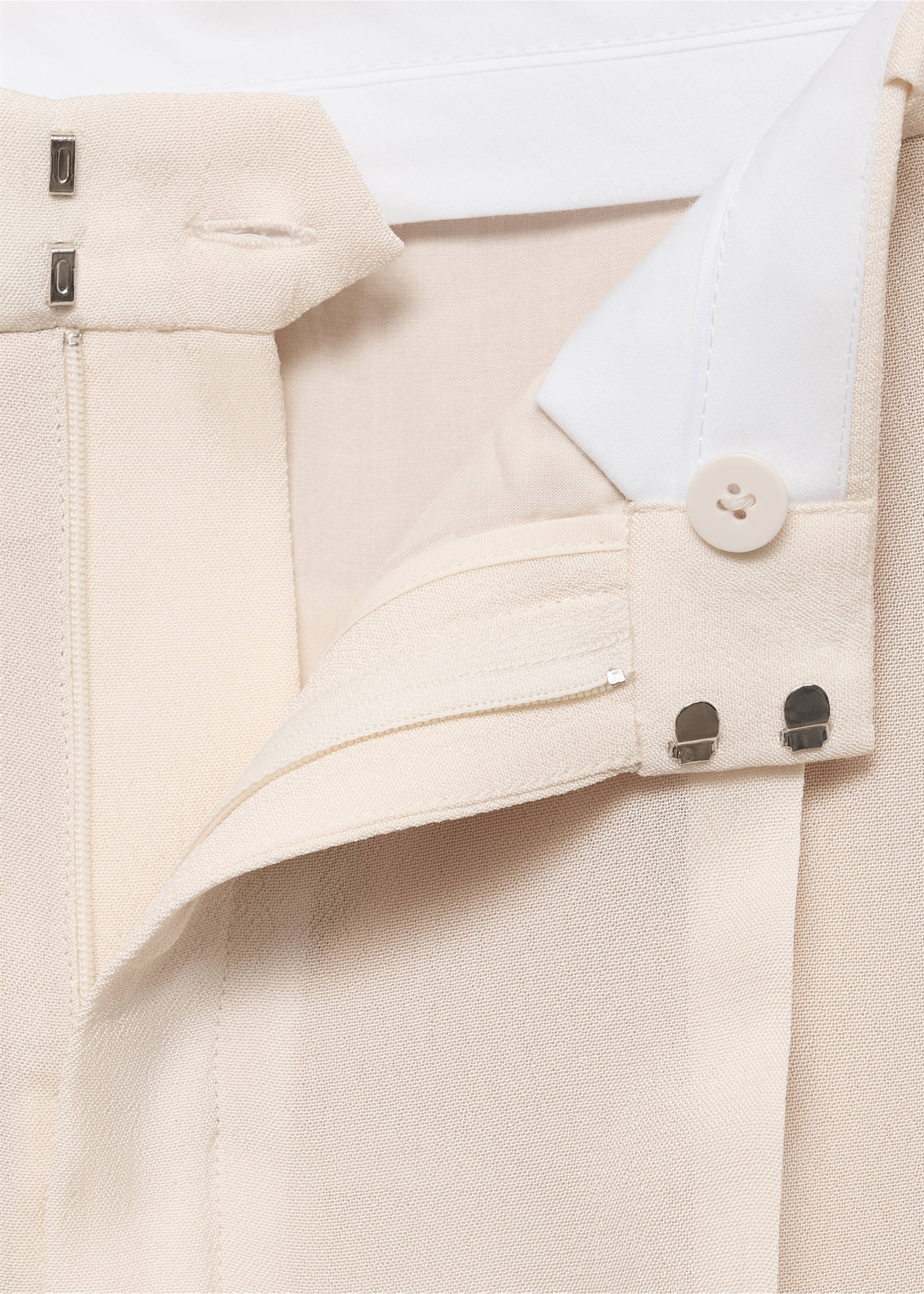 Straight-fit suit trousers - Details of the article 8, Vanilla. Ref: 17021268-00.