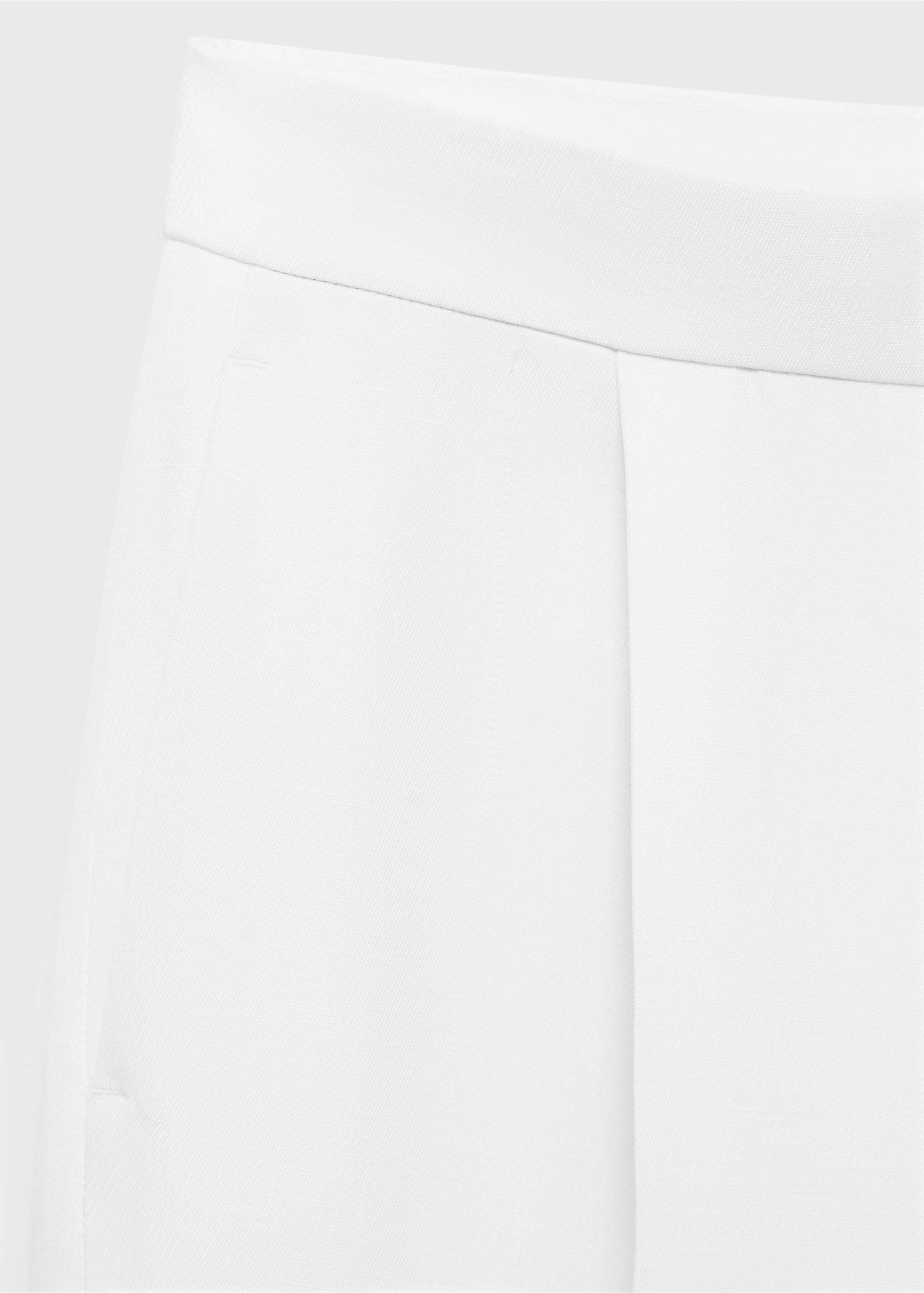 Linen-blend pleated trousers - Details of the article 0, White. Ref: 17021269-00.