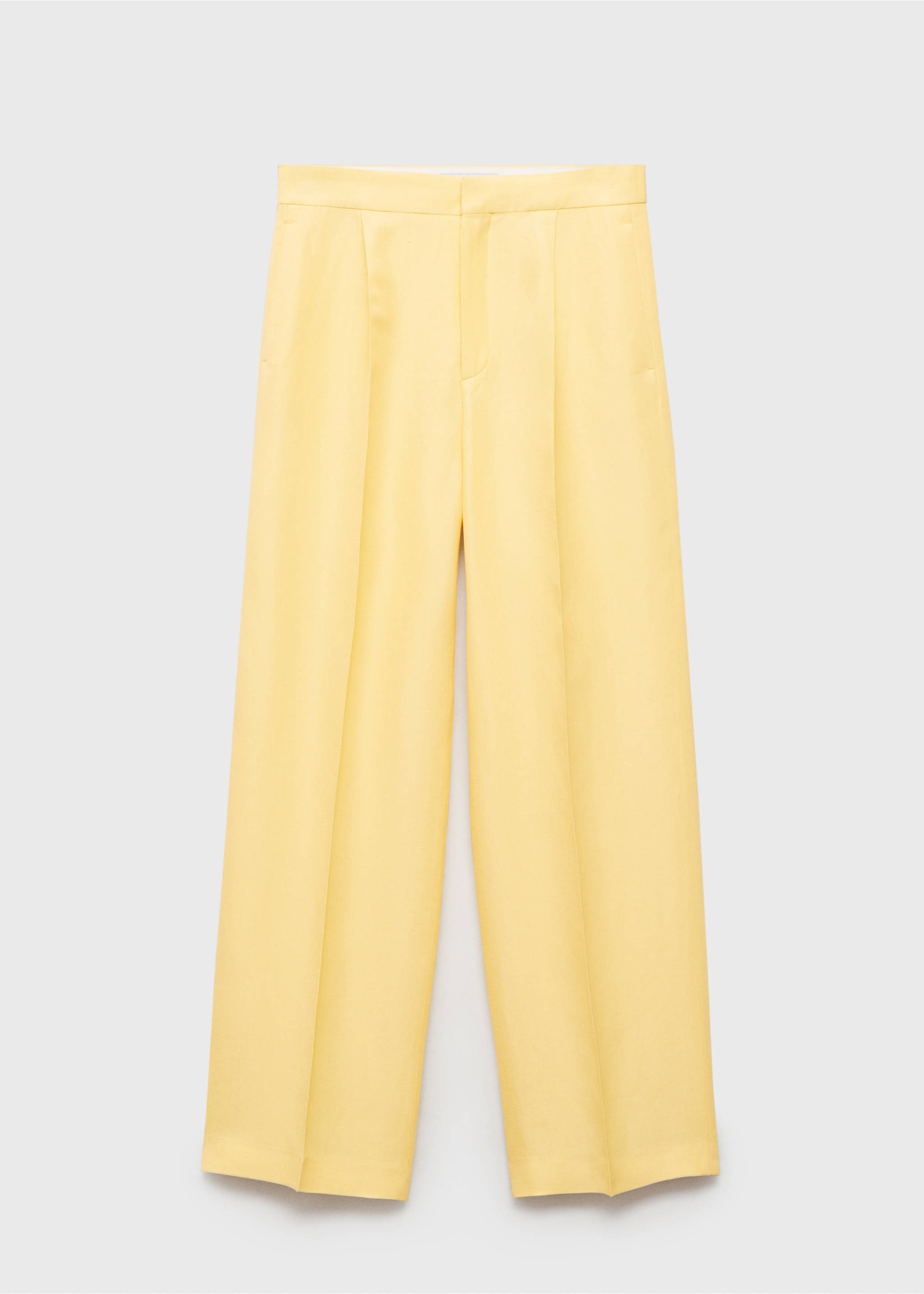 Linen-blend pleated trousers - Article without model, Yellow. Ref: 17021270-00.