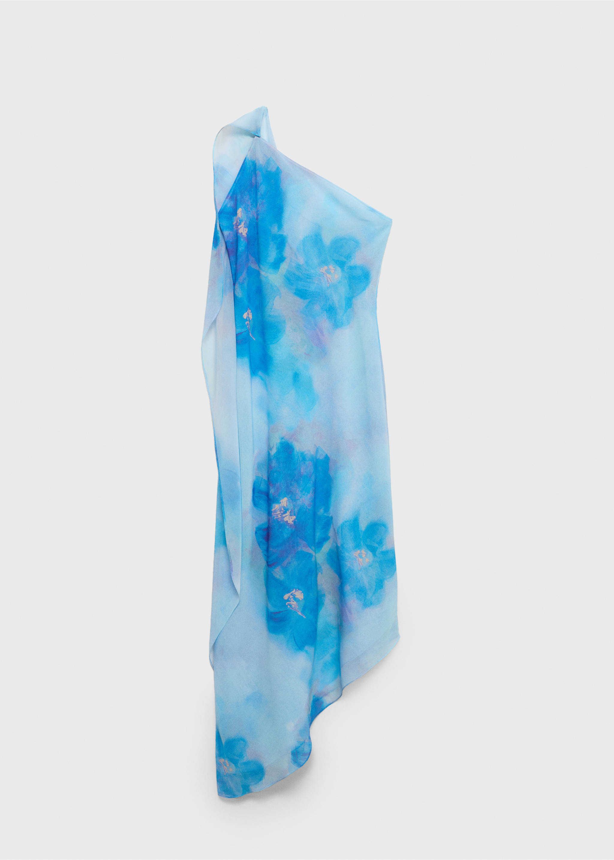 Asymmetrical floral scarf dress - Article without model, Blue. Ref: 17021271-00.