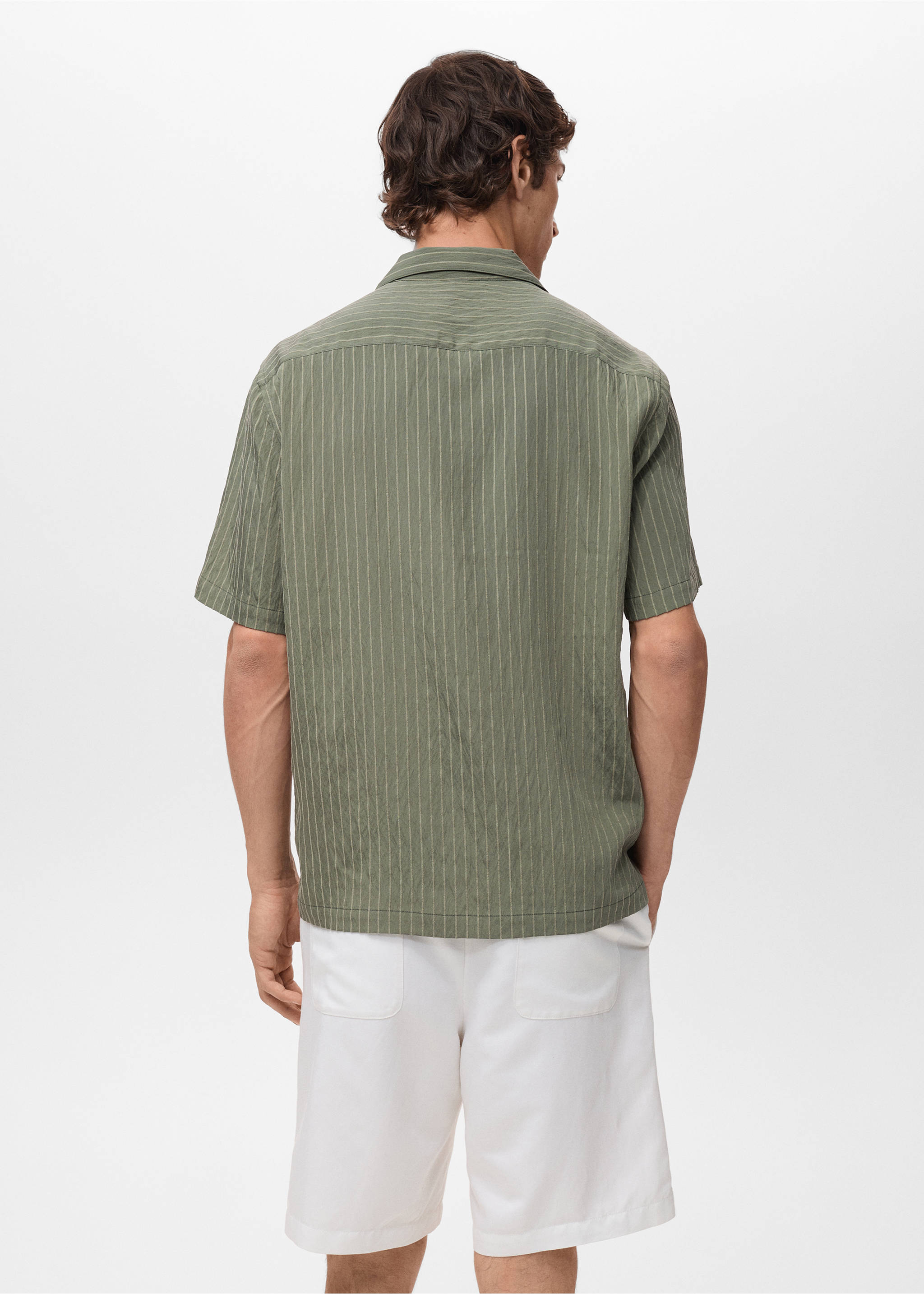 Short sleeve striped shirt - Reverse of the article, Dark Green. Ref: 17021276-00.