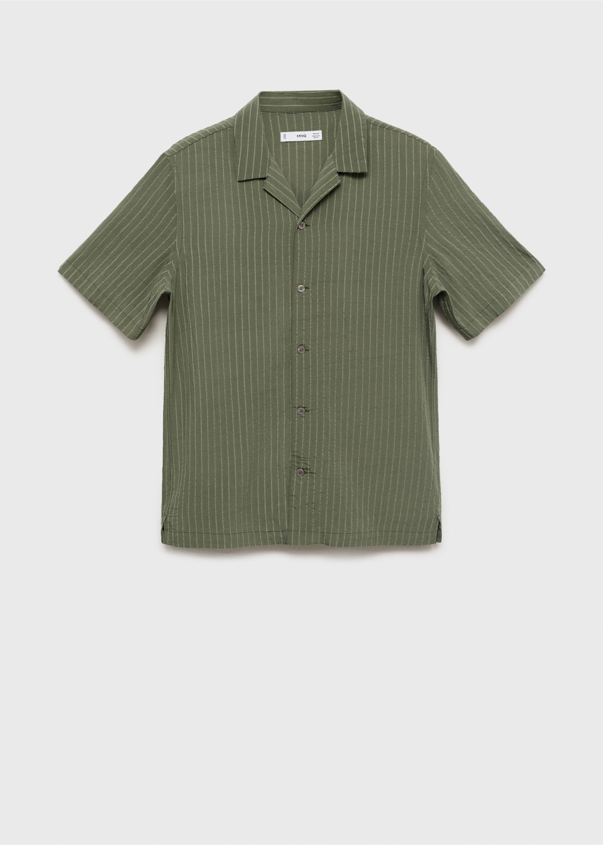 Short sleeve striped shirt - Article without model, Dark Green. Ref: 17021276-00.