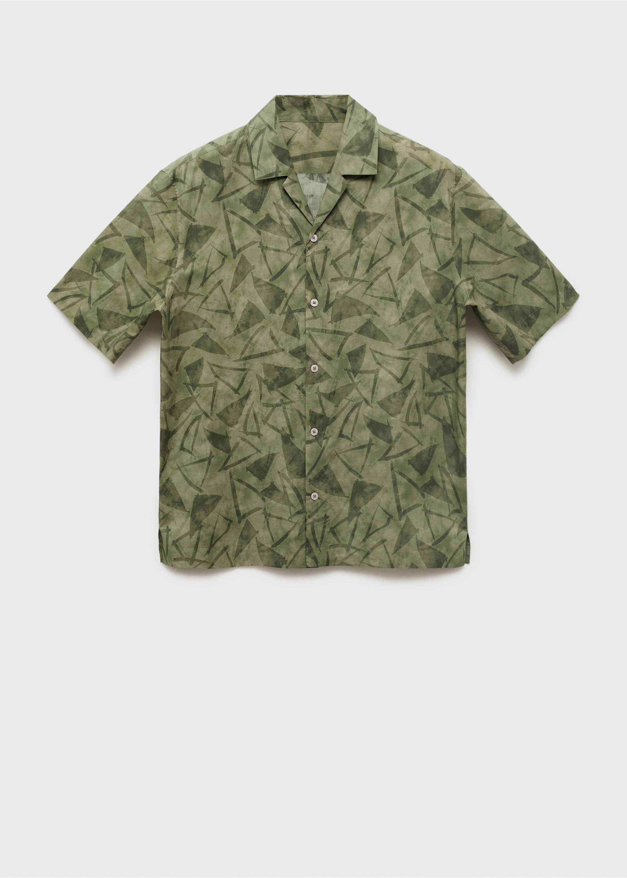 Camisa estampada coll bowling - Article sense model, Verd fosc. Ref: 17021277-00.
