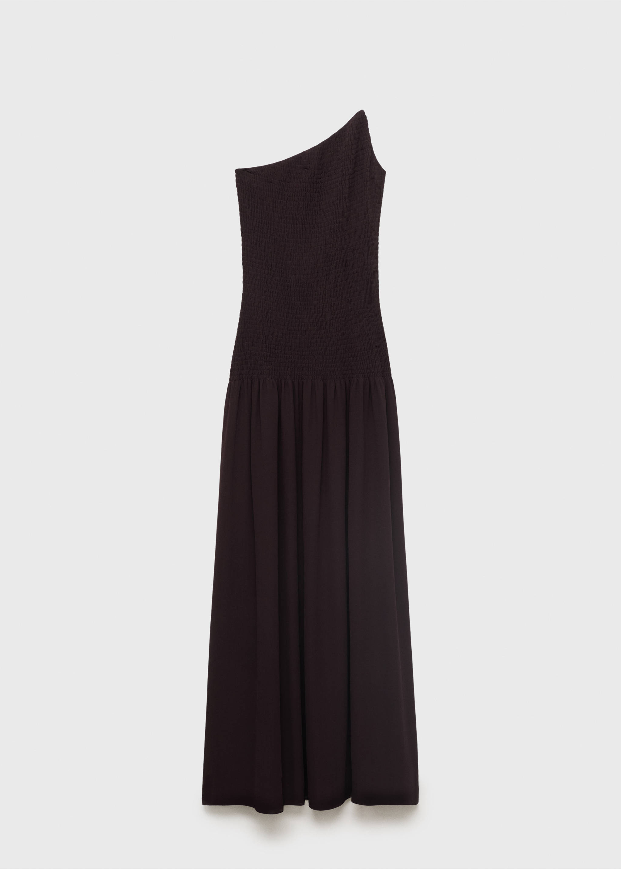 Asymmetrical dress with gathered body - Article without model, Chocolate. Ref: 17021281-00.