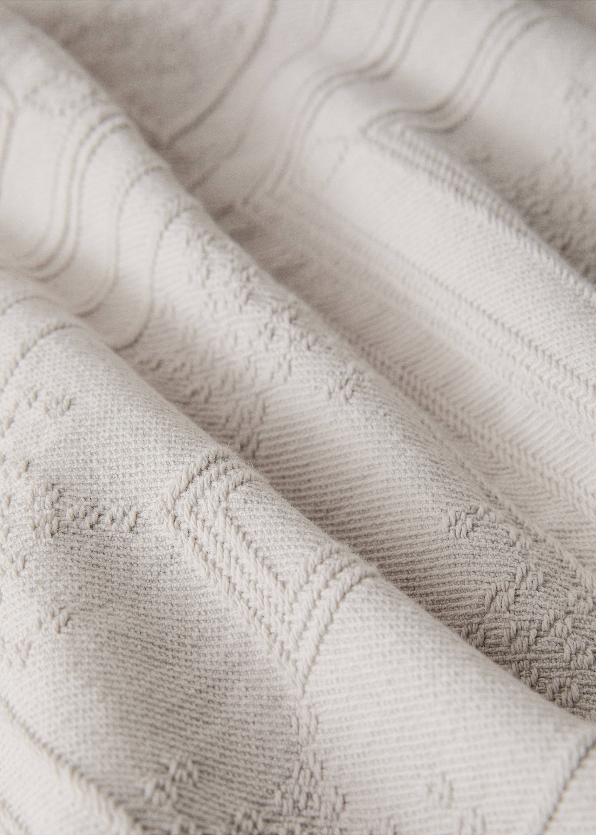 Cotton jacquard bedspread for 180/200 cm bed - Details of the article 1, Sand. Ref: 17021283-00.