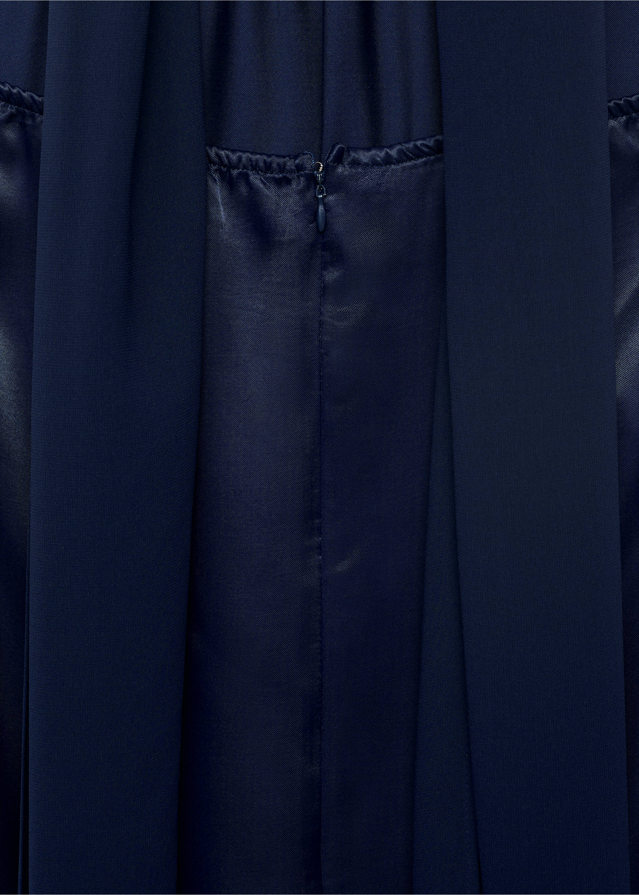 Satin halter neck dress - Details of the article 0, Navy. Ref: 17021290-00.
