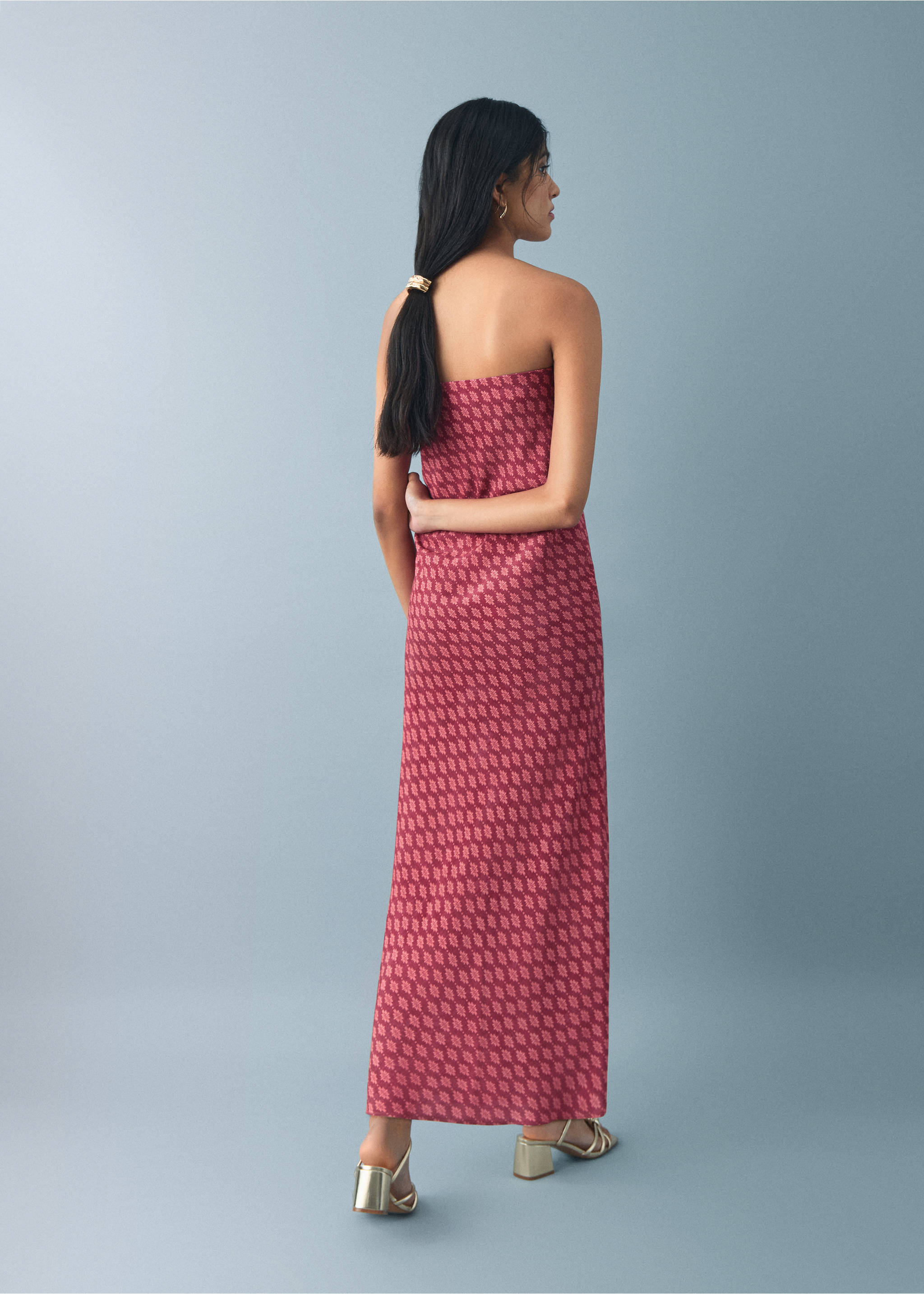 Flowy printed dress - Details of the article 2, Pastel Pink. Ref: 17021291-00.