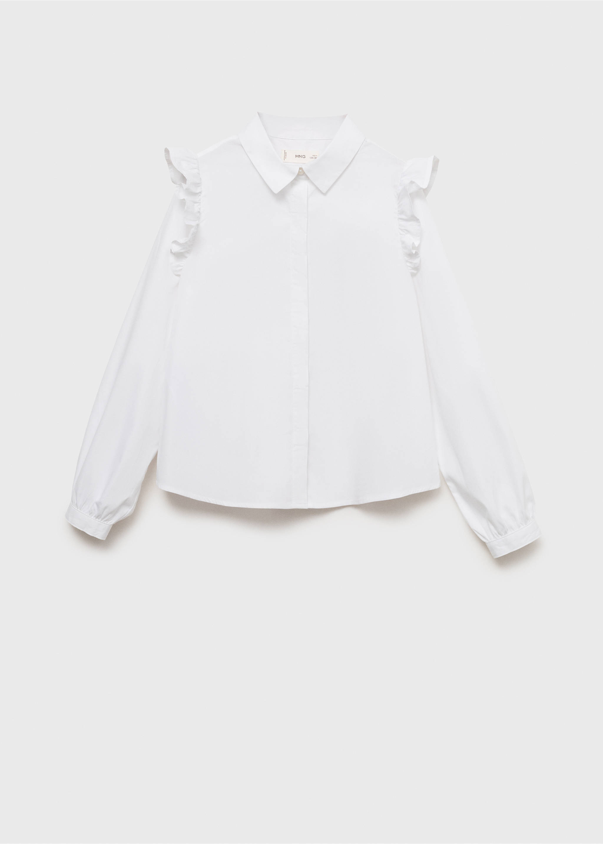 Shirt with ruffle detail - Article without model, White. Ref: 17021518-00.