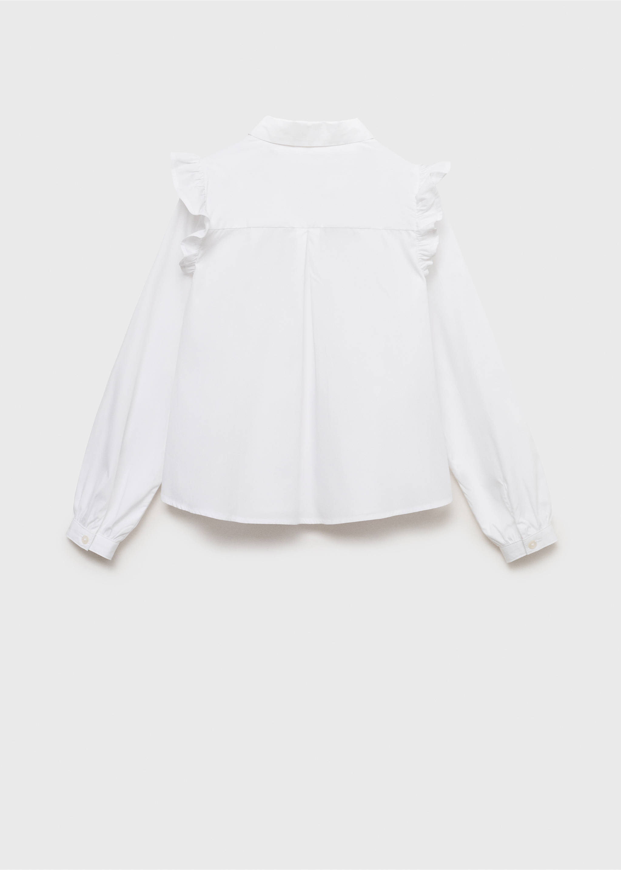 Shirt with ruffle detail - Reverse of the article, White. Ref: 17021518-00.