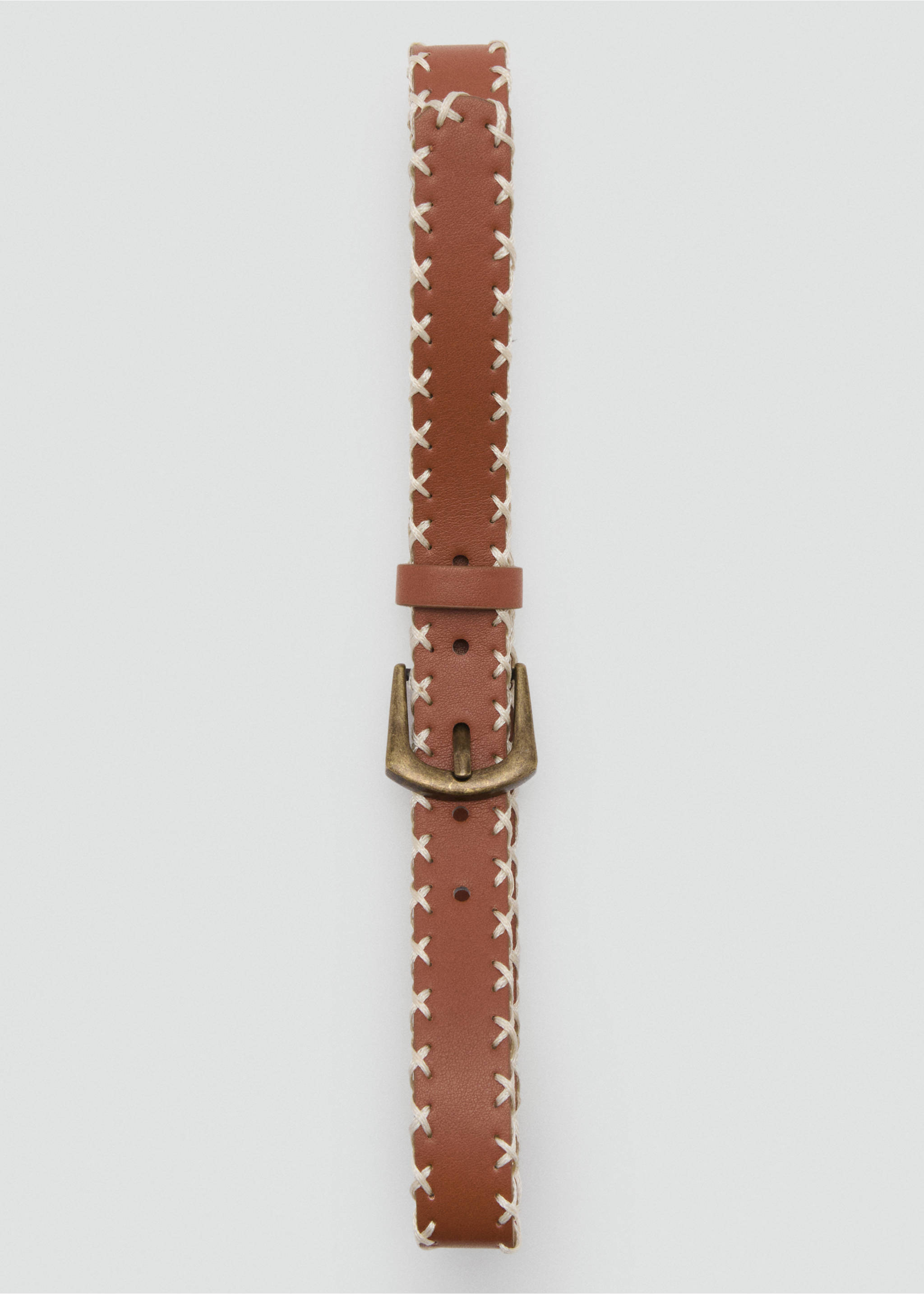 Embroidered belt - Details of the article 2, Medium Brown. Ref: 17021521-00.