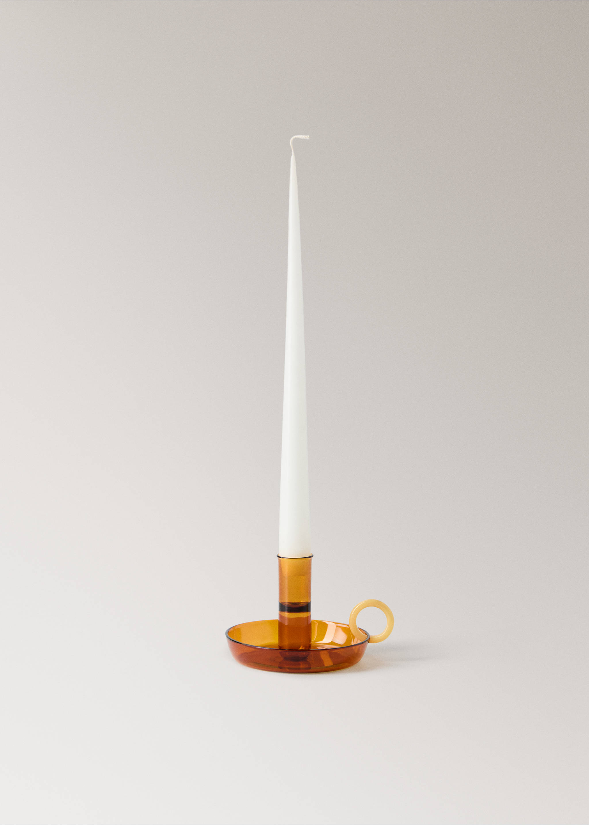 Borosilicate candelabra with two-tone handle - Details of the article 3, Ochre. Ref: 17021527-00.
