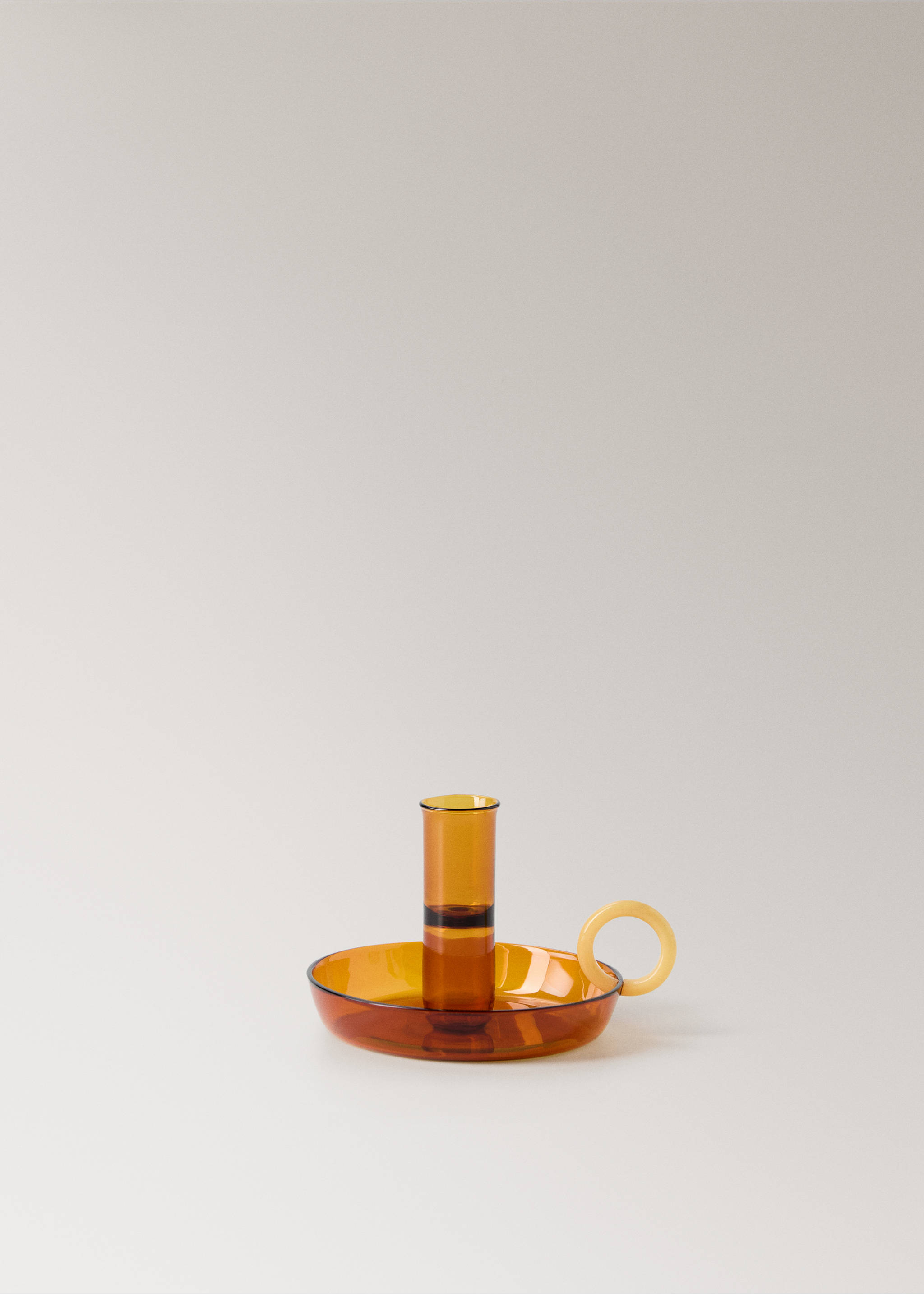 Borosilicate candelabra with two-tone handle - Article without model, Ochre. Ref: 17021527-00.
