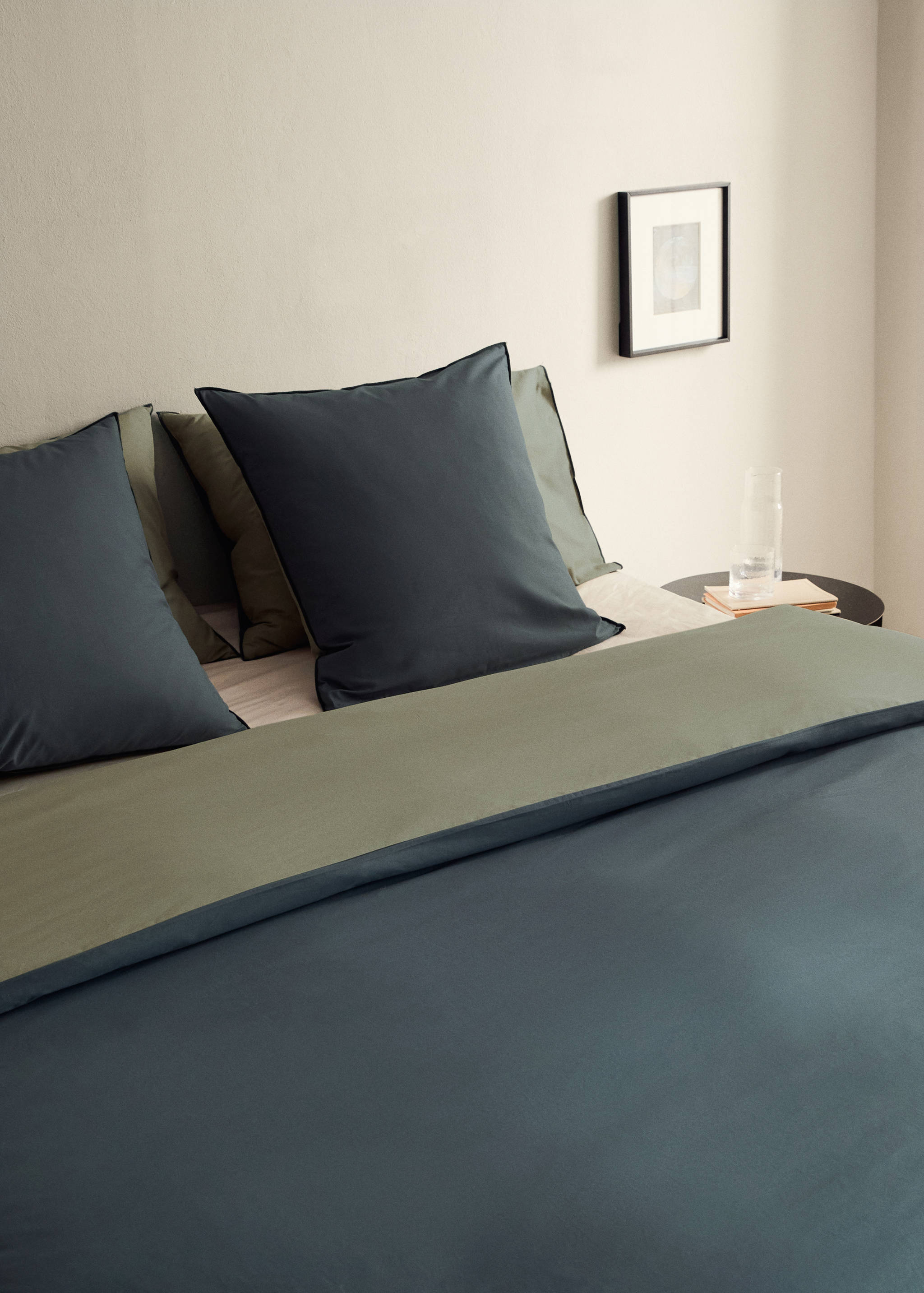 200-thread count percale cotton duvet cover with contrasting overlock for 150/160 cm bed - Details of the article 7