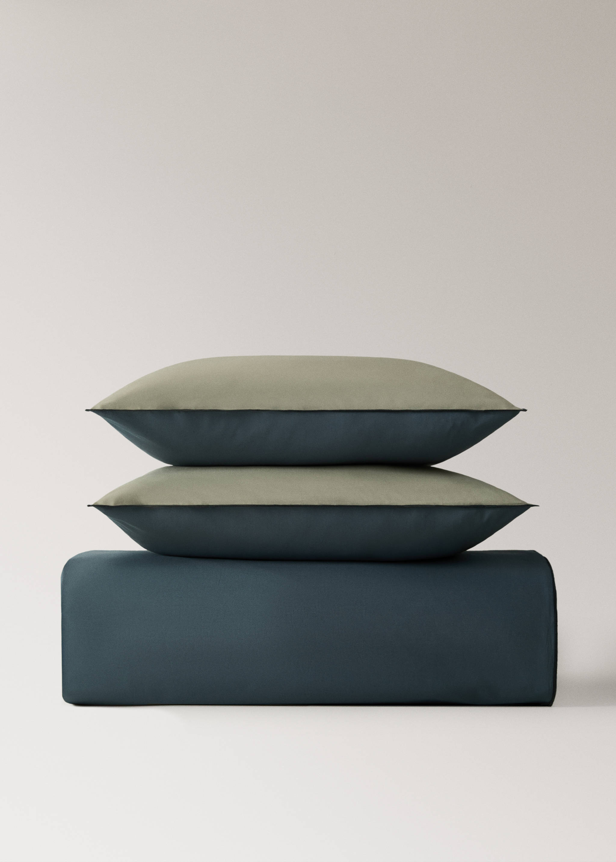 200-thread count percale cotton duvet cover with contrasting overlock for 150/160 cm bed - Details of the article 4