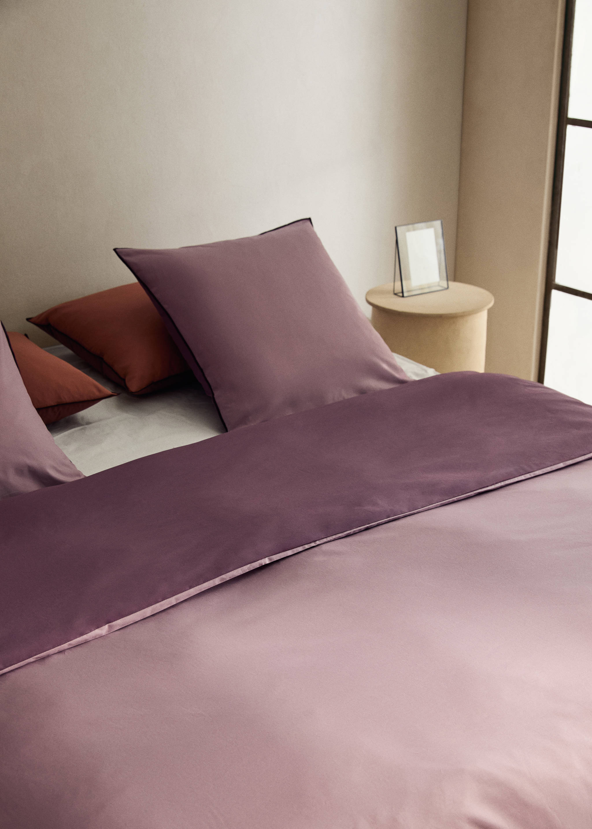 200-thread count percale cotton duvet cover with contrasting overlock for 150/160 cm bed - Details of the article 7