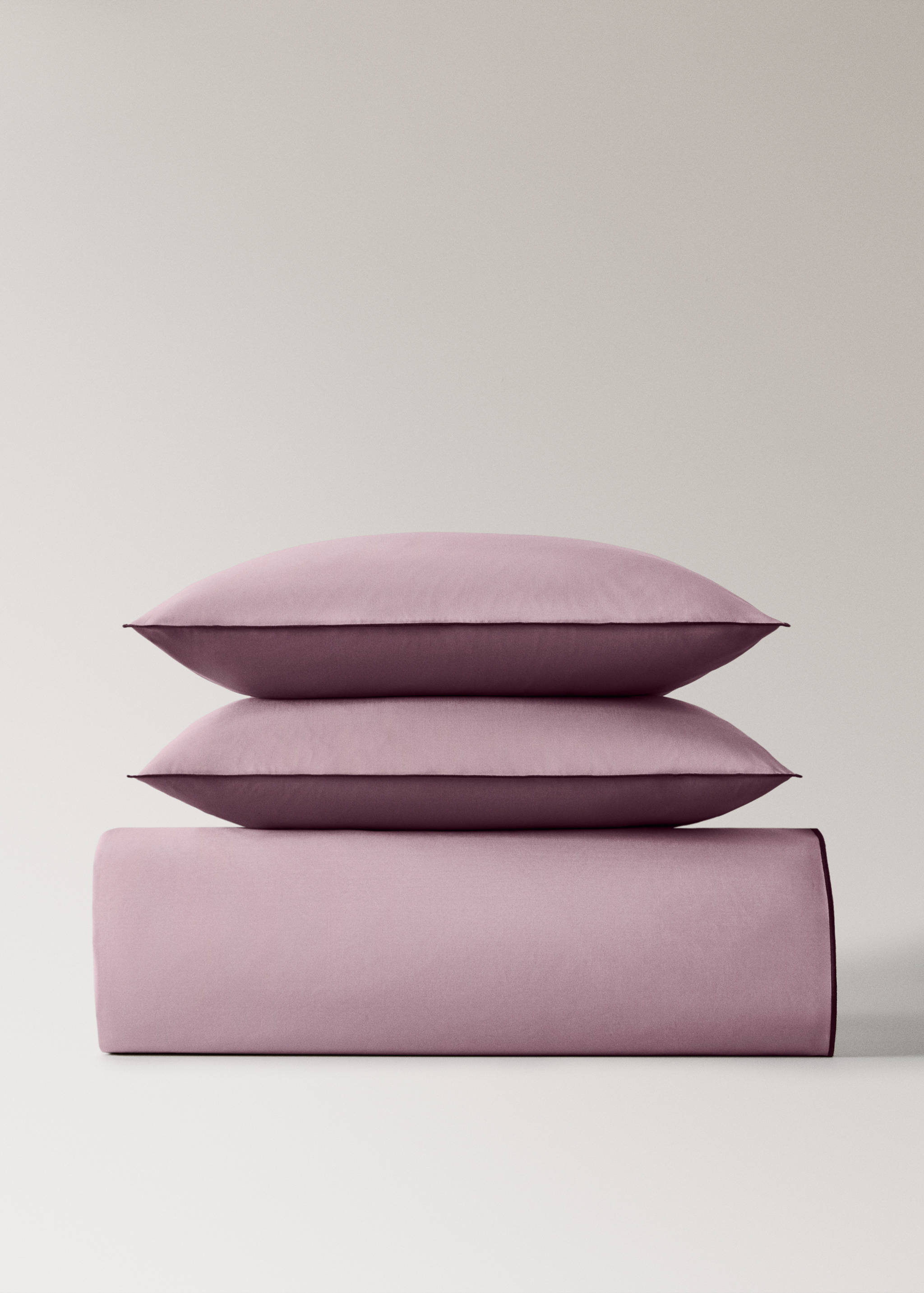 200-thread count percale cotton duvet cover with contrasting overlock for 150/160 cm bed - Article without model