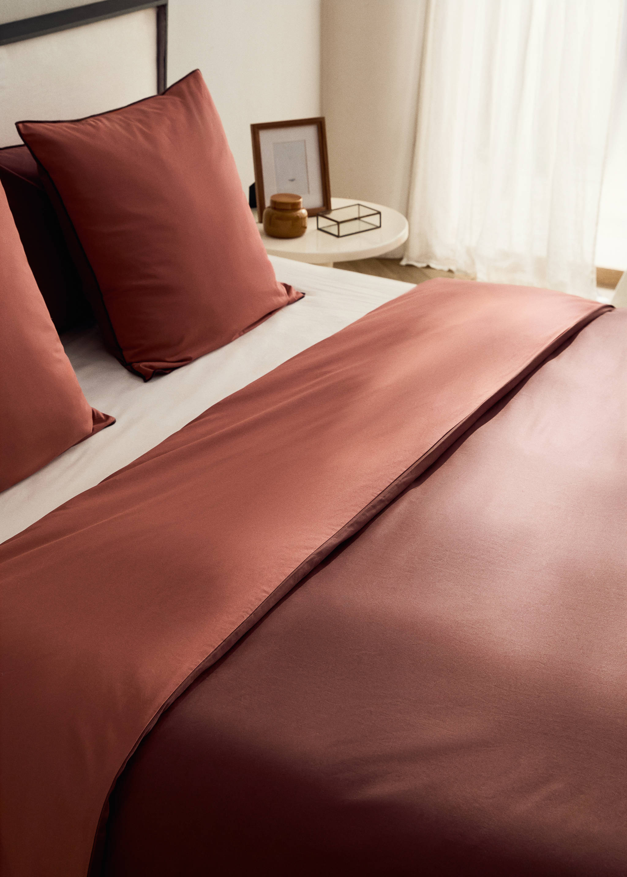 200-thread count percale cotton duvet cover with contrasting overlock for 150/160 cm bed - Details of the article 7