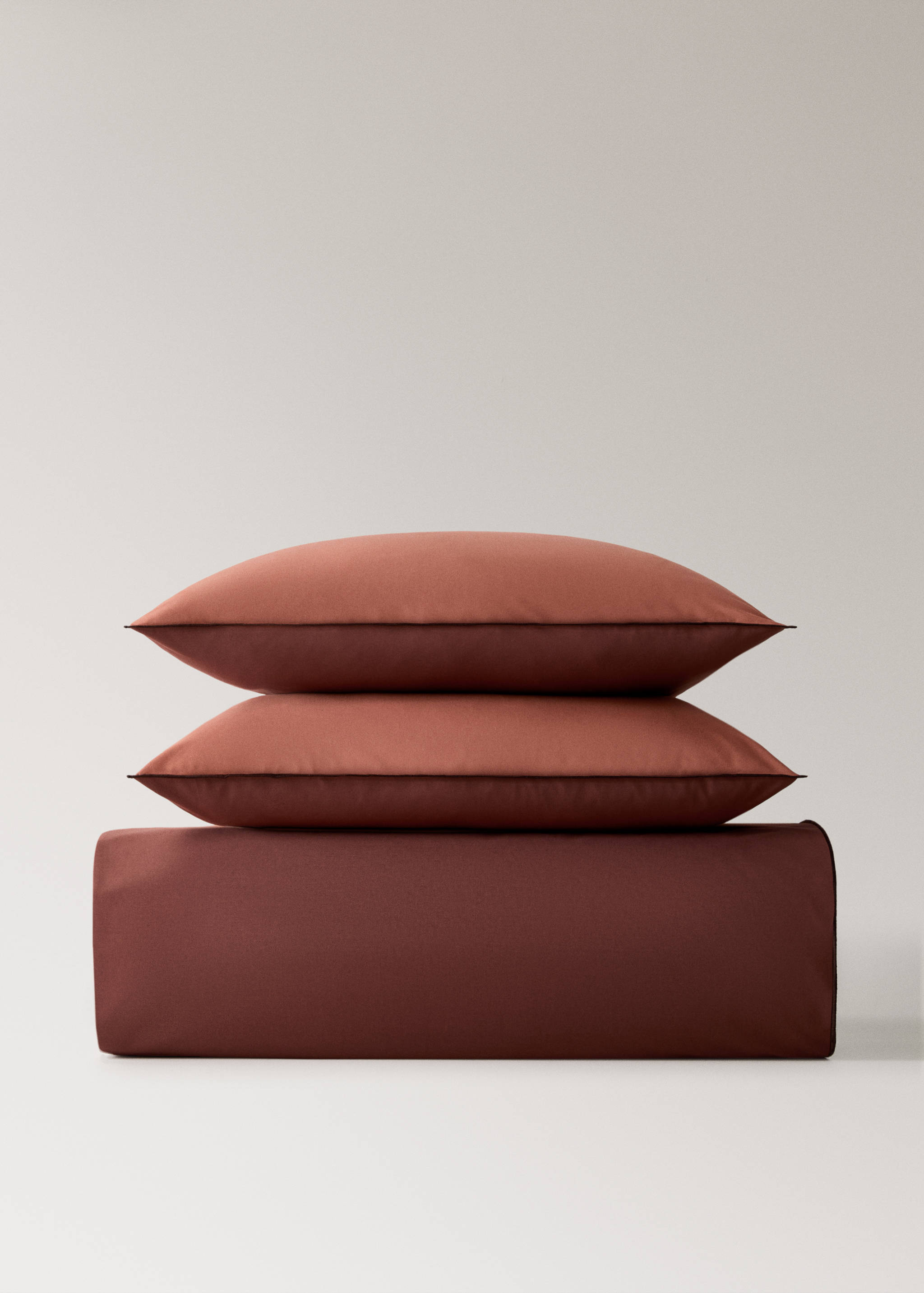 200-thread count percale cotton duvet cover with contrasting overlock for 150/160 cm bed - Details of the article 4